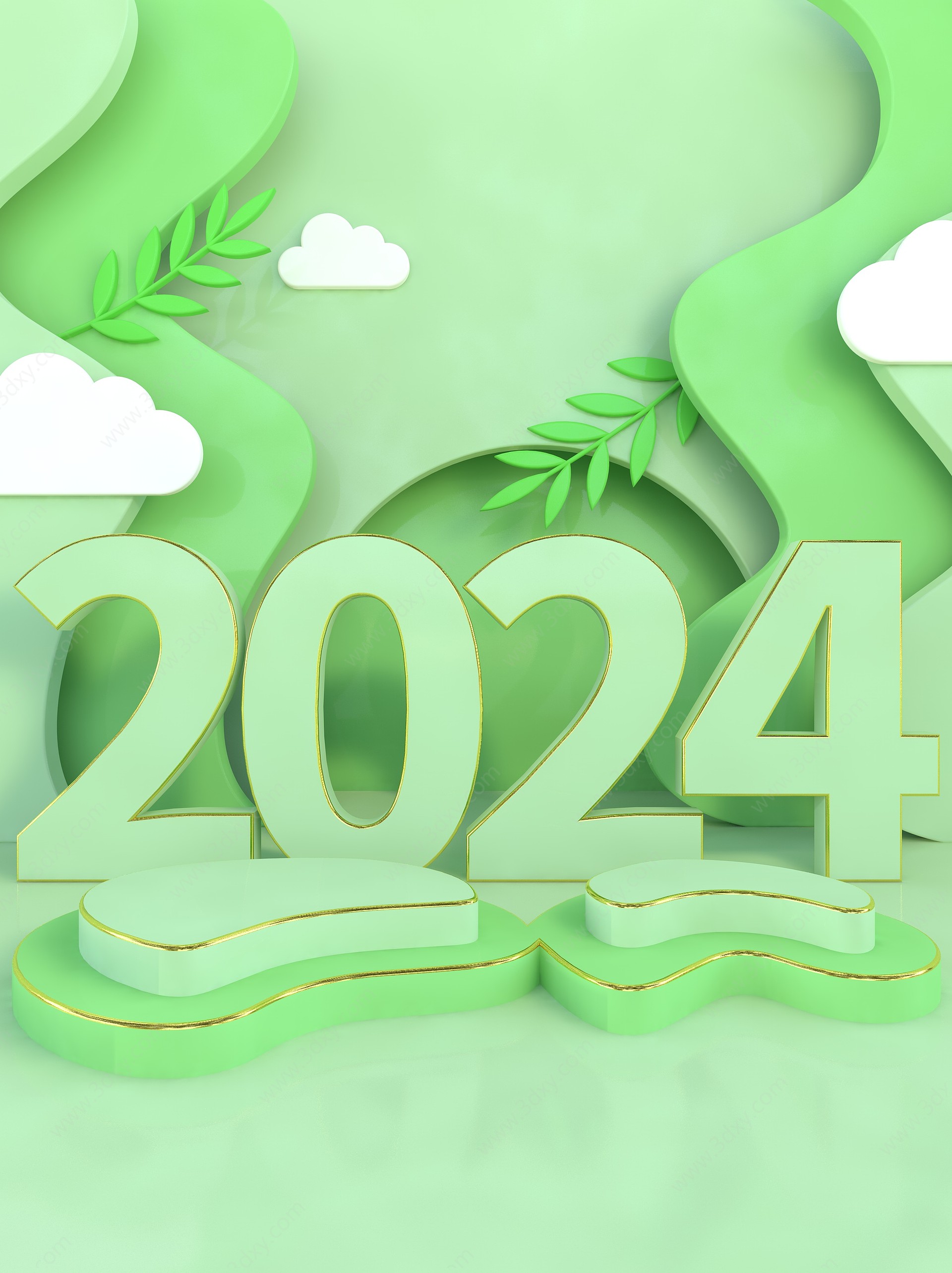 绿色2024展台3D模型