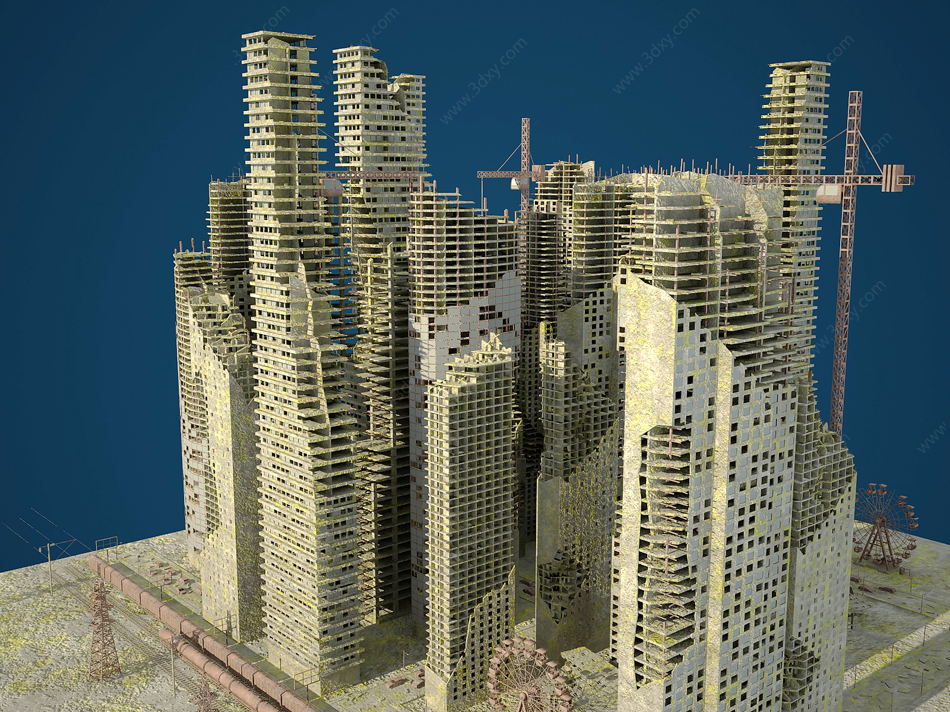 废墟城市外观3D模型