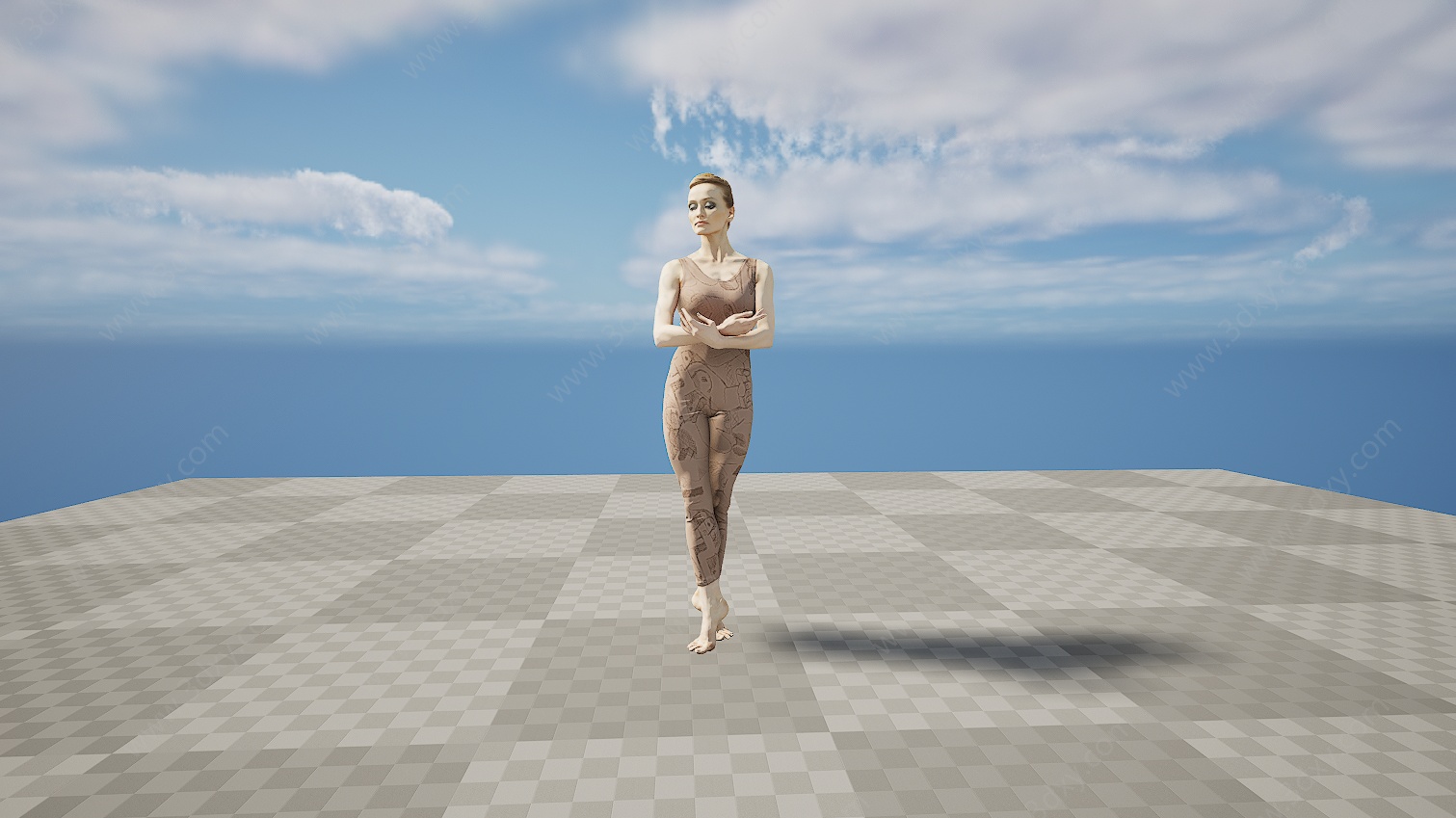 健身运动女人跳舞瑜伽3D模型