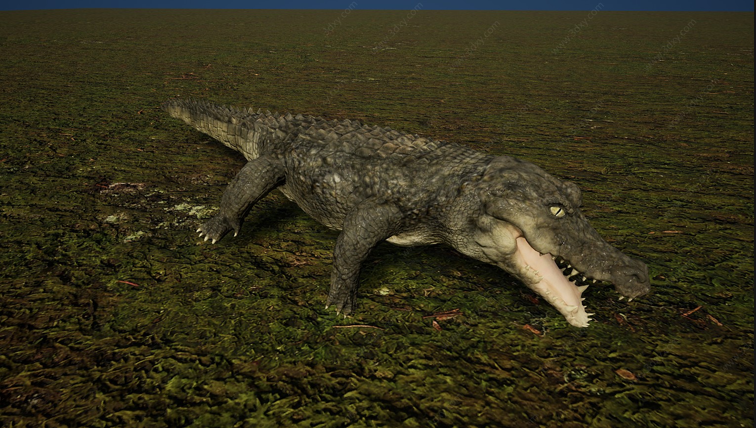 野生森林凶猛肉食性鳄鱼3D模型