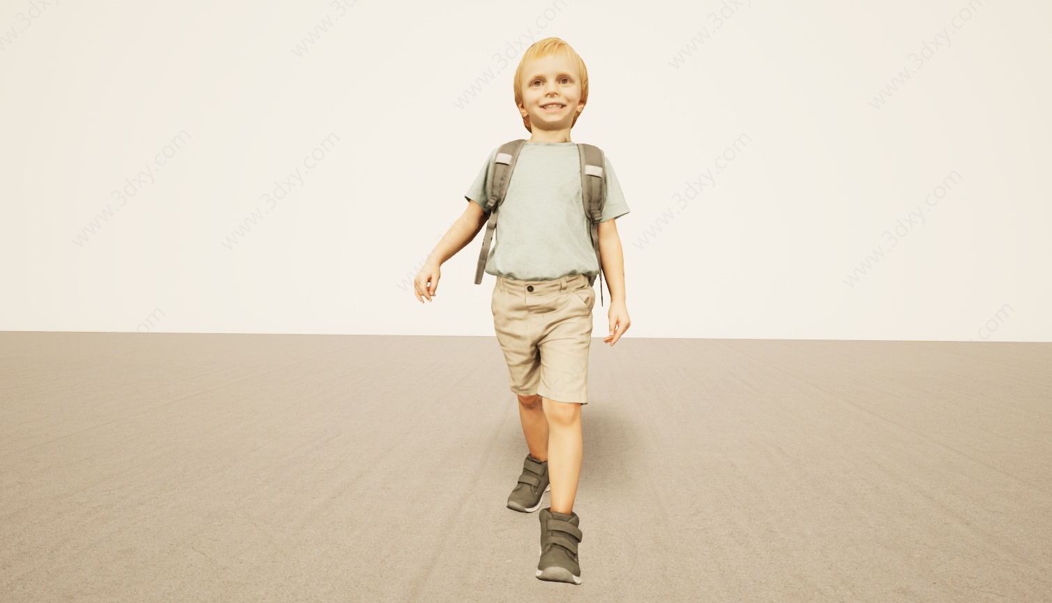 背书包小男孩3D模型