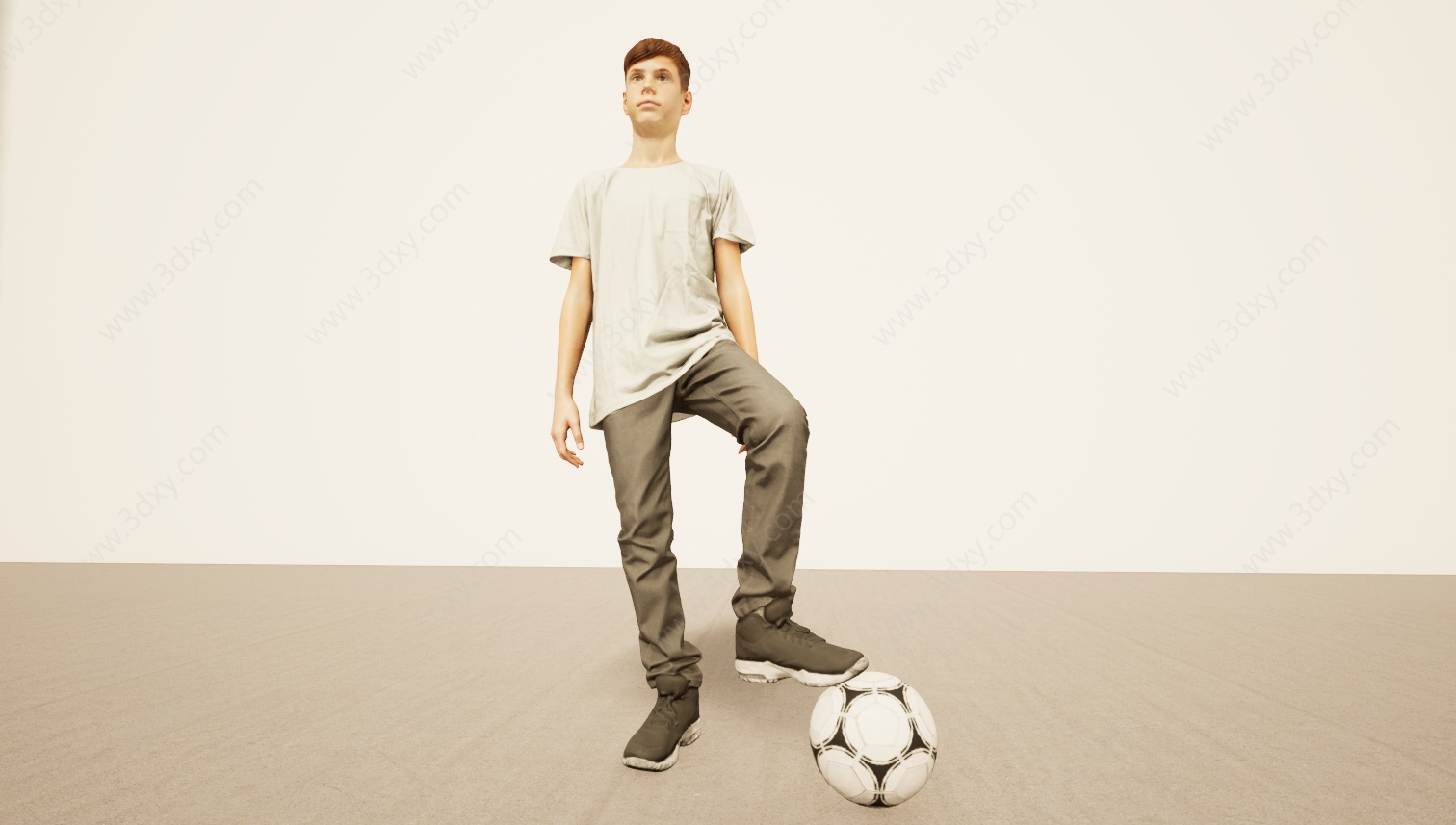 踢足球小男孩3D模型
