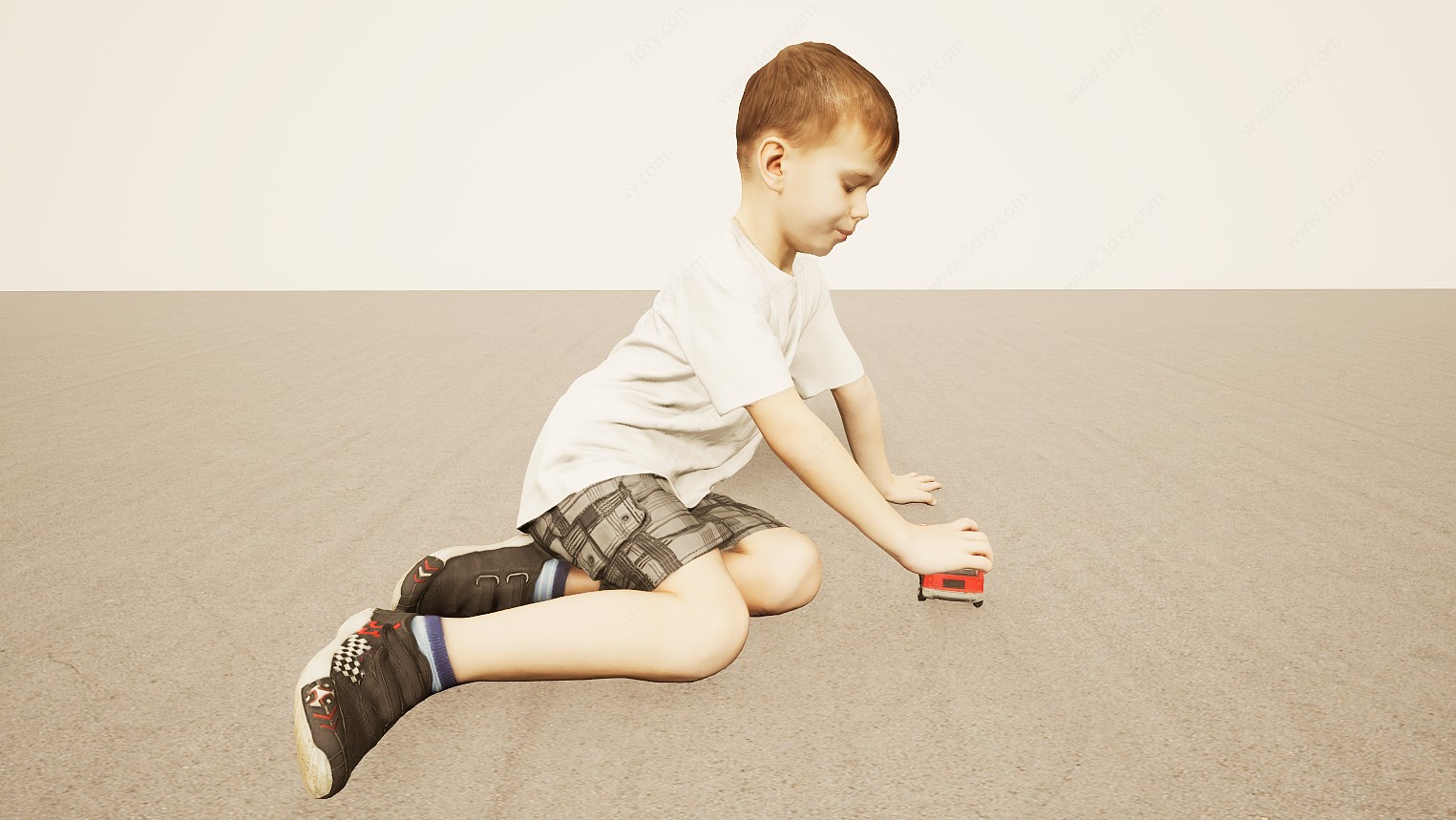 地板玩车玩具欧洲小男孩3D模型