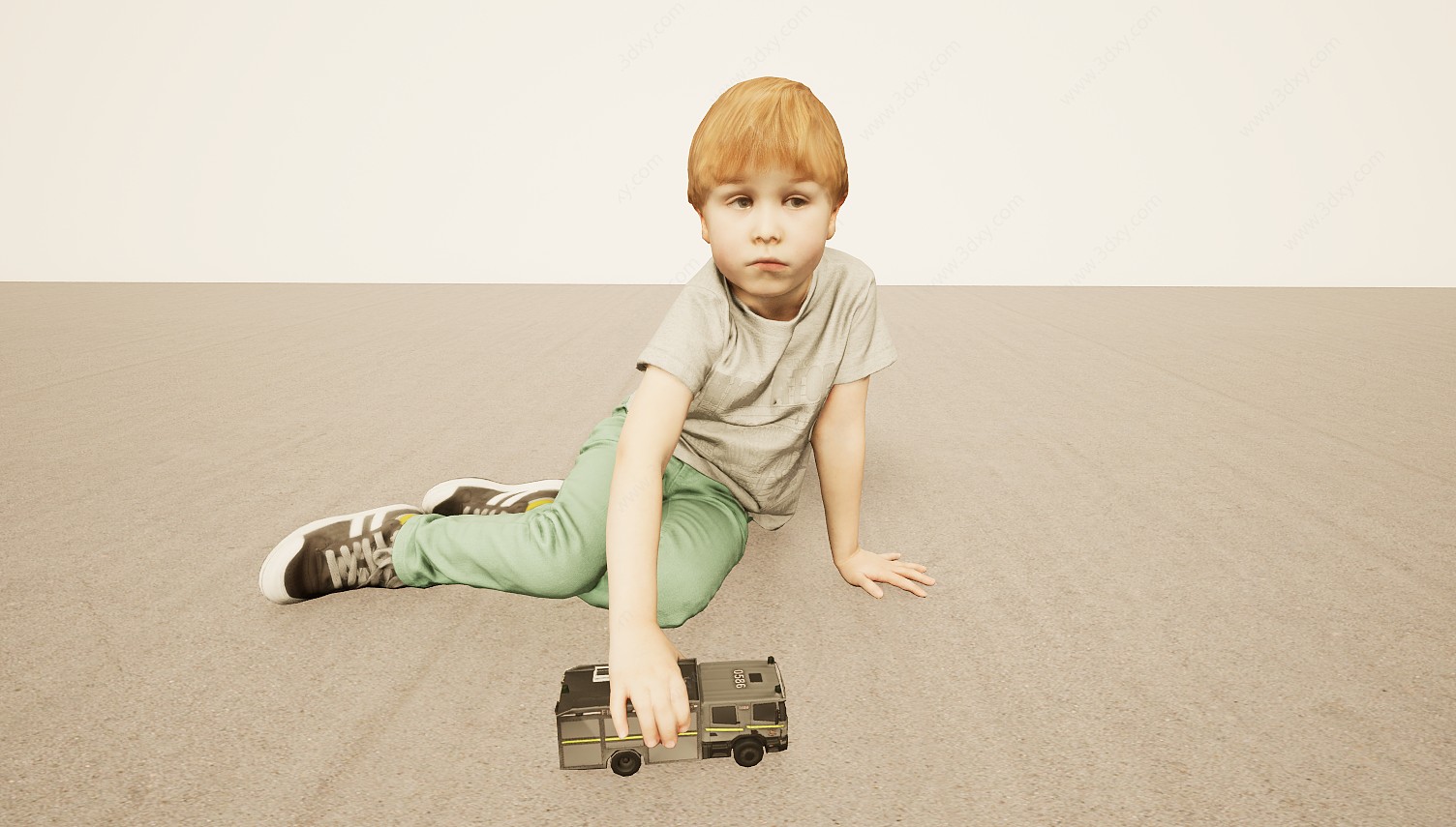 地板玩车玩具欧洲小男孩3D模型