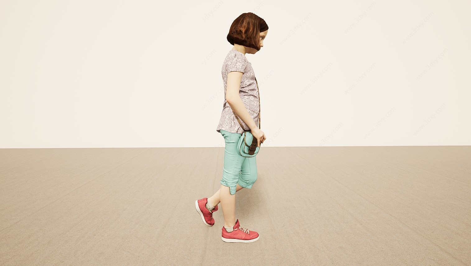 单肩背包小女孩3D模型