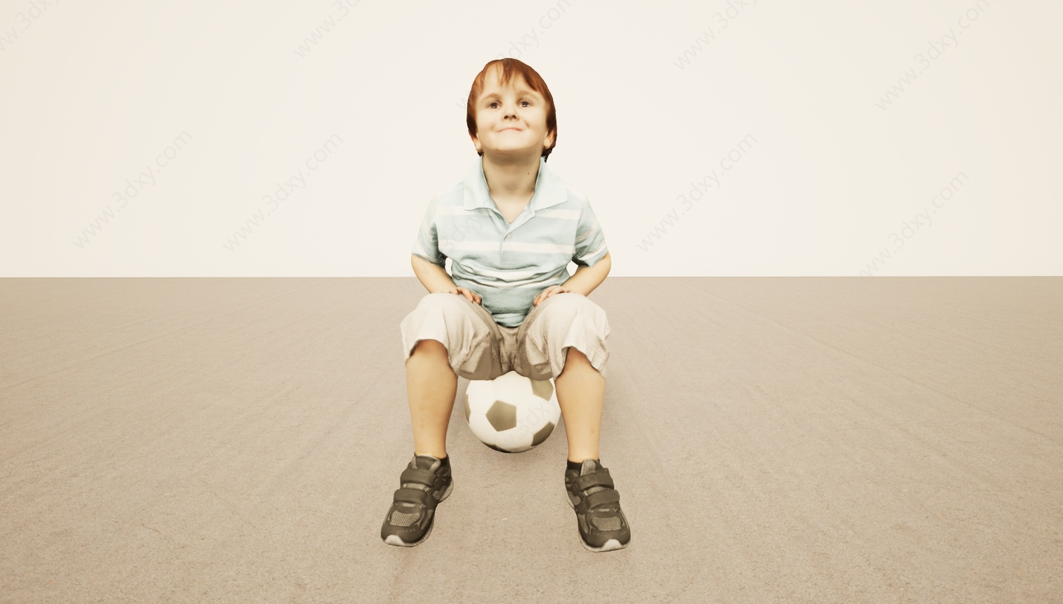 玩足球小男孩3D模型