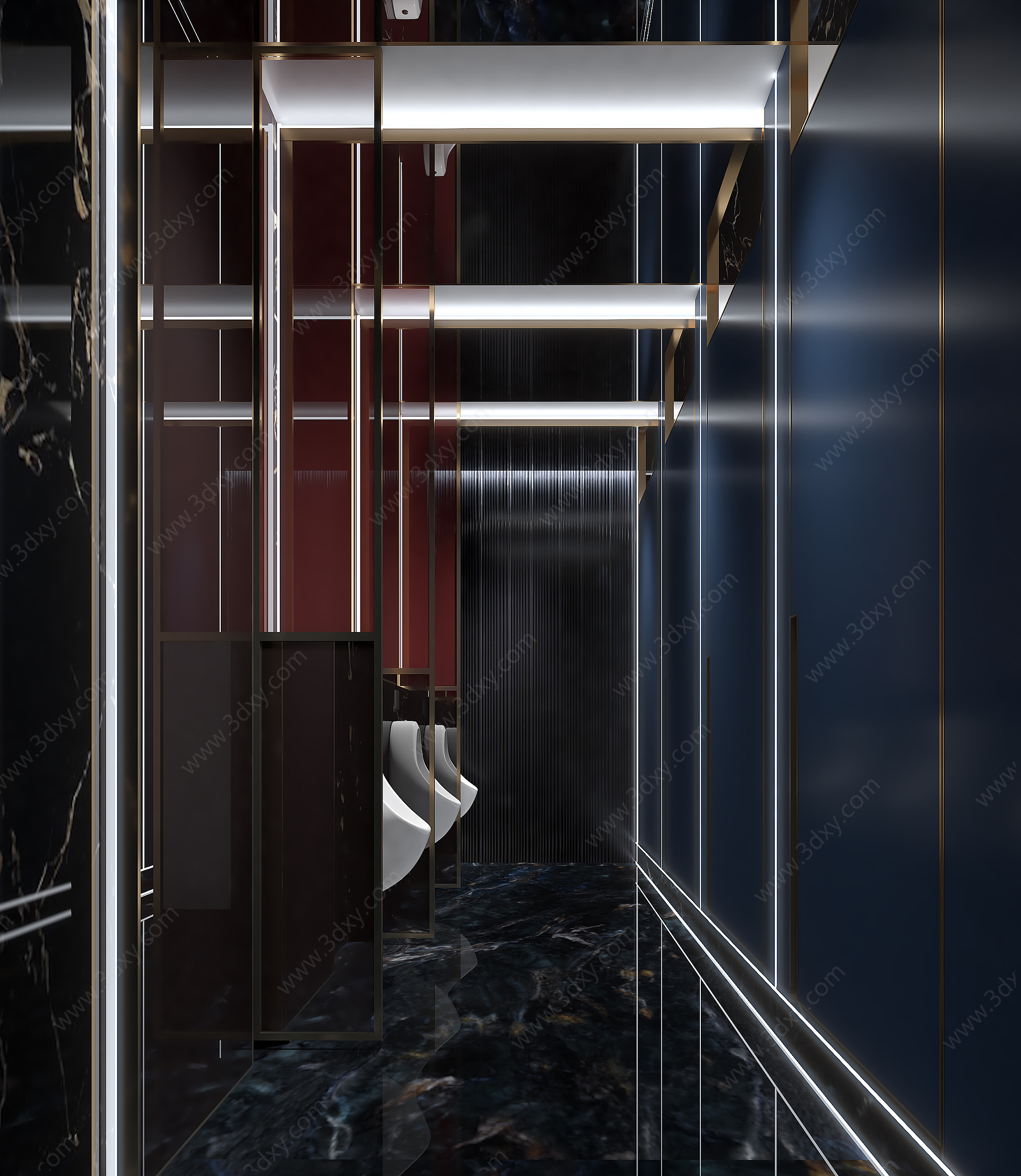 现代暗黑风男士酒店卫生间3D模型