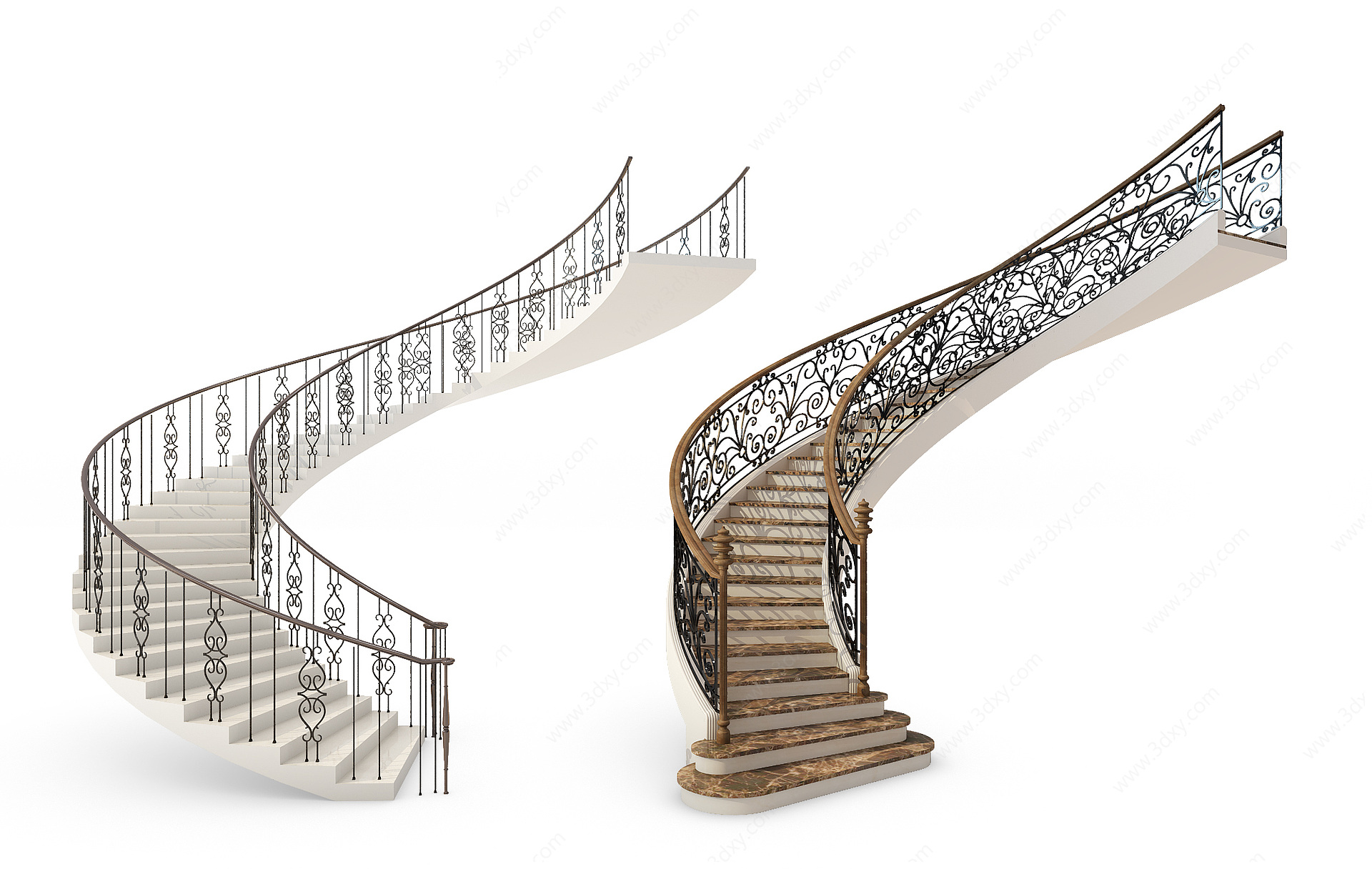 现代楼梯欧式铁艺3D模型
