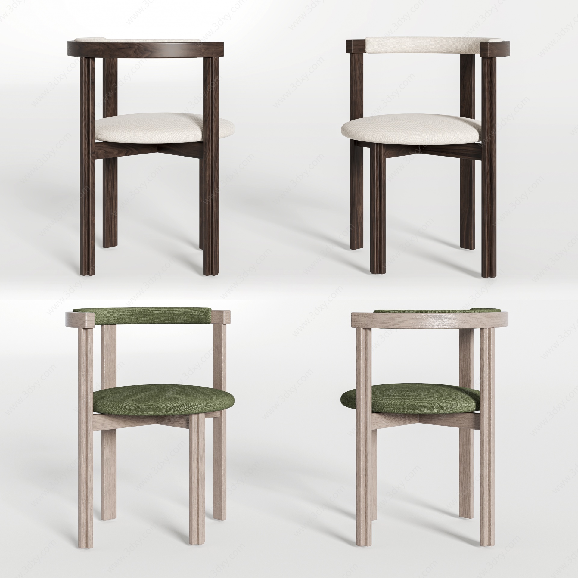 现代实木靠椅餐椅3D模型