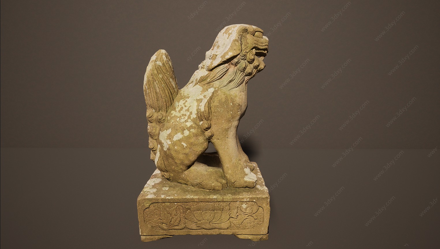 旧物雕塑石雕狮子3D模型