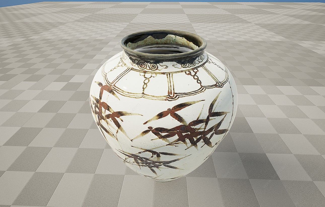 古董文物瓷器柱子花瓶3D模型