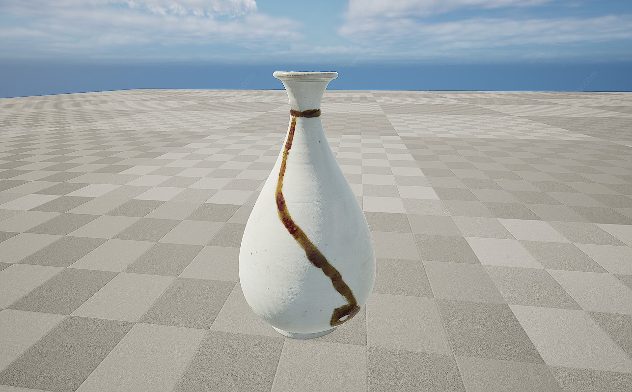 禅意瓷器玉净瓶小花瓶3D模型