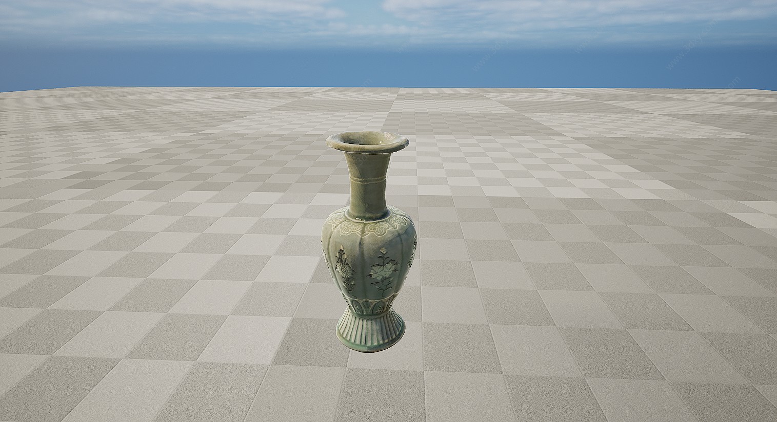 文物缺口陶瓷瓷器青釉花瓶3D模型