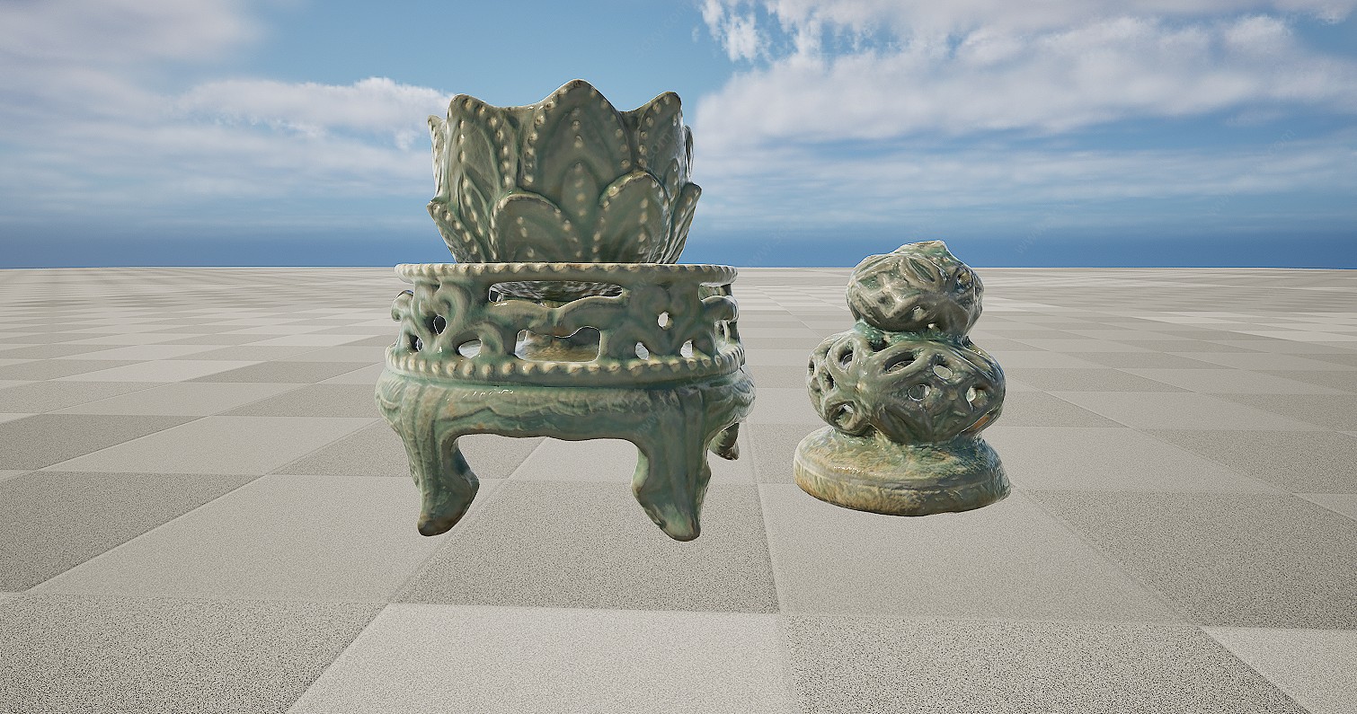 文物雕塑青铜器青釉熏炉3D模型
