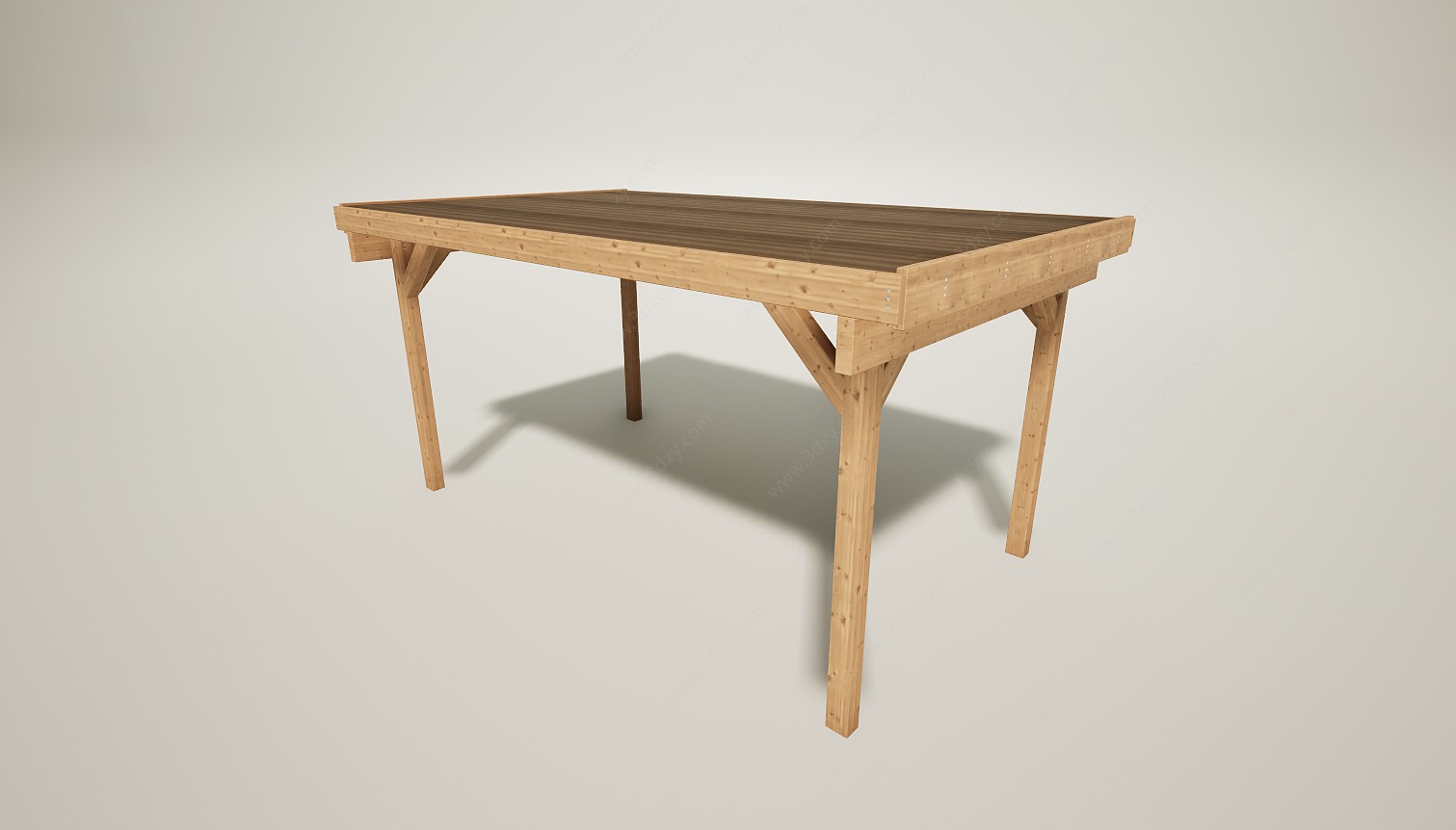 户外露营庭院木质折叠桌3D模型