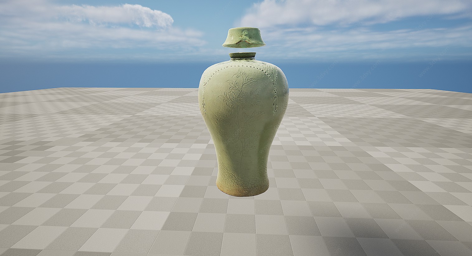 文物瓷器汝窑梅瓶3D模型