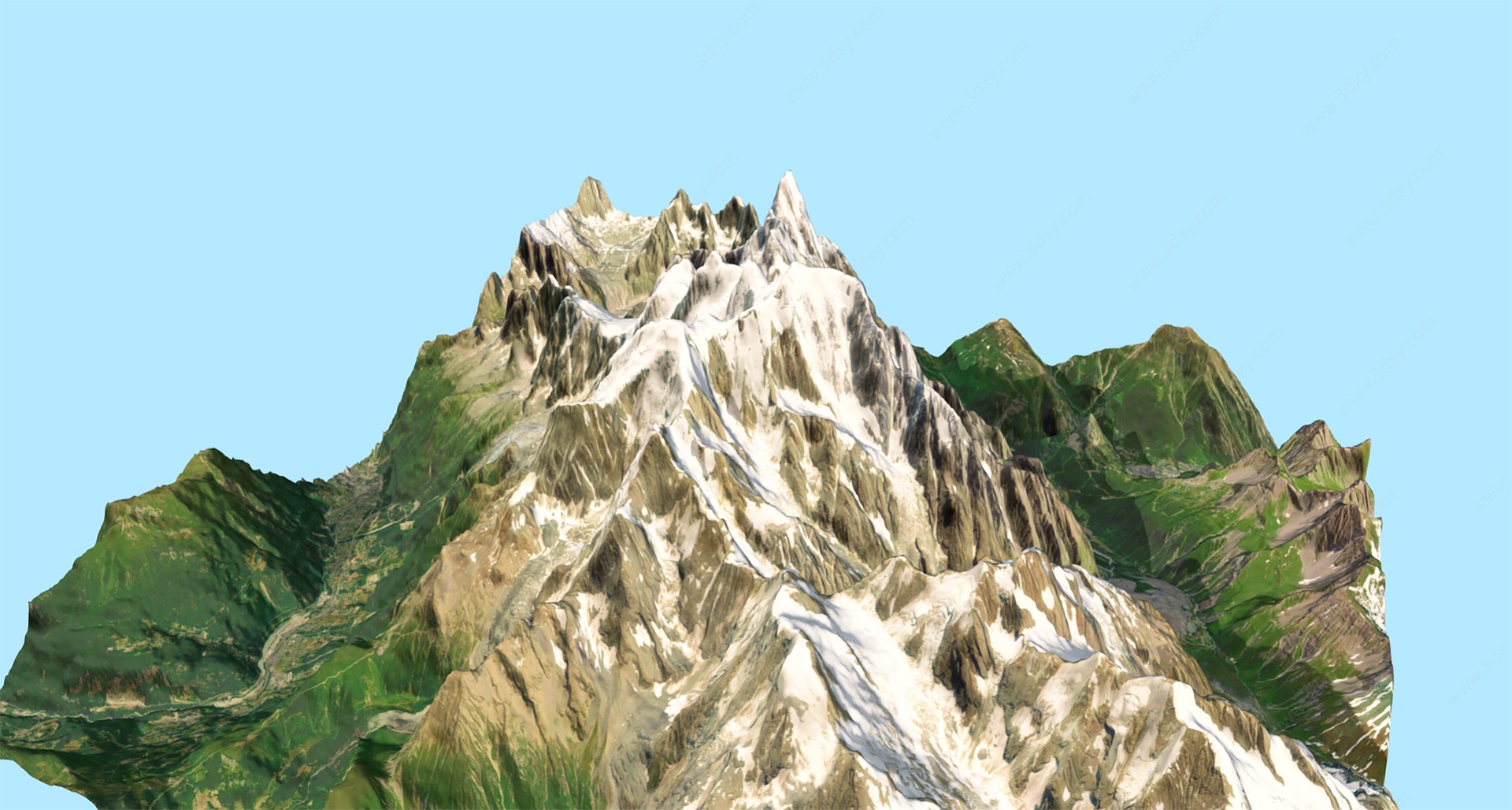 现代雪山山谷3D模型
