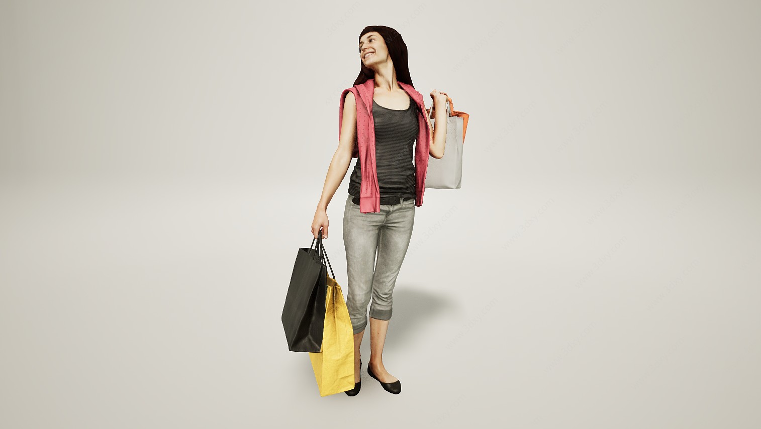 逛街购物的女人3D模型