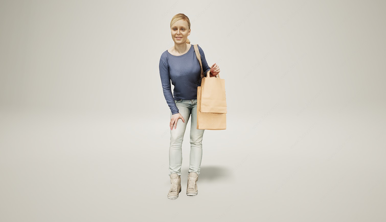 购物逛街的女人3D模型