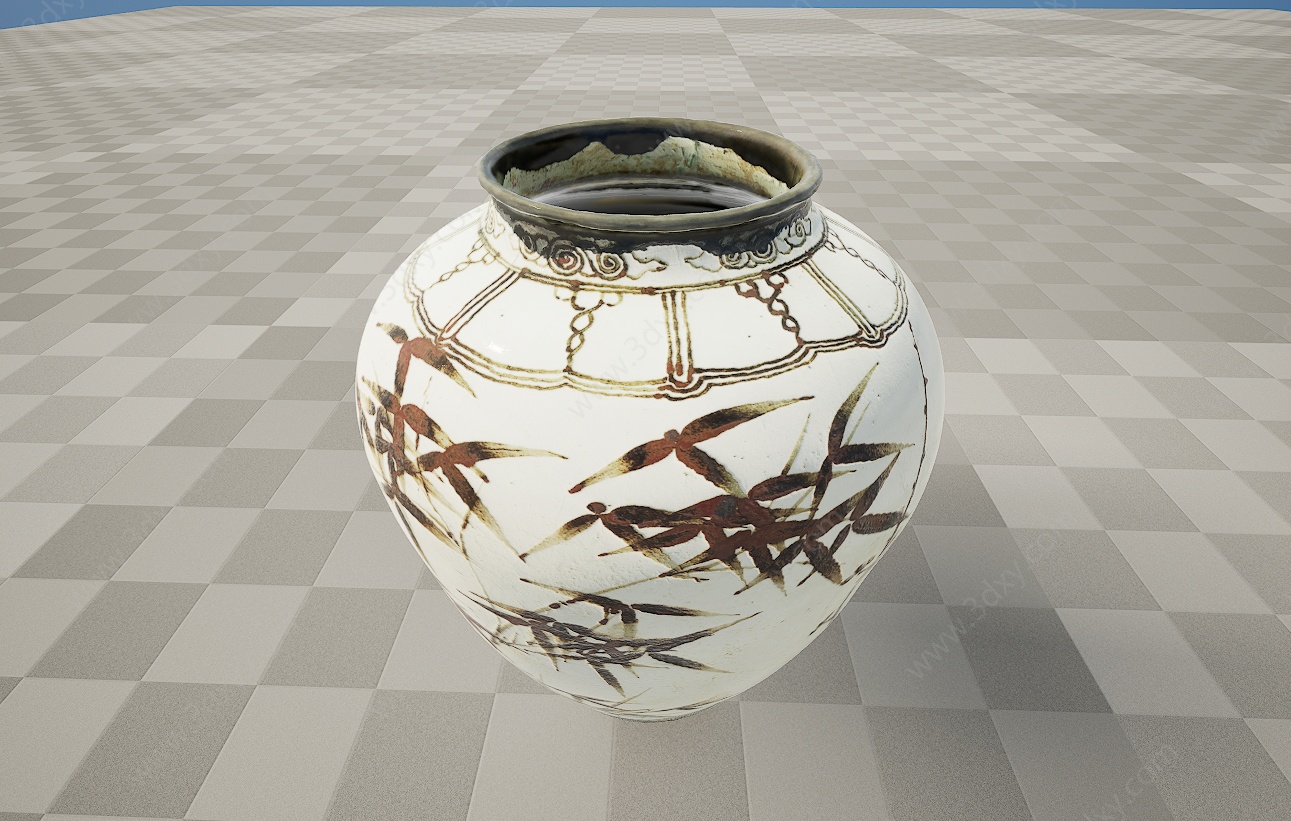 文物瓷器陶泥罐3D模型