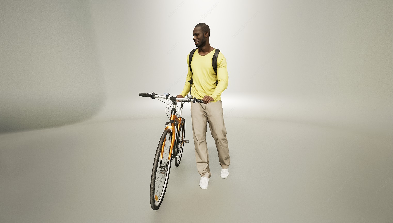 骑自行车男人黑人3D模型
