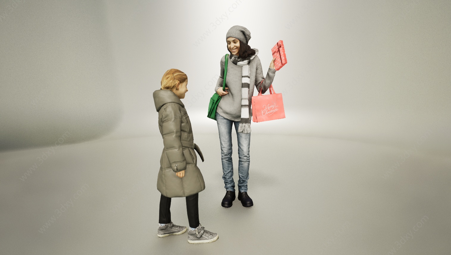 逛街礼物母女3D模型