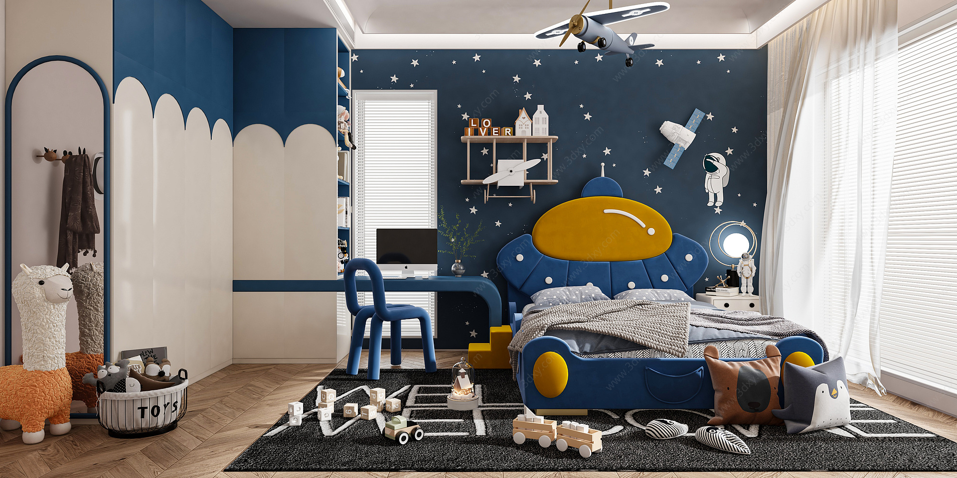 现代天文系儿童房儿童床3D模型