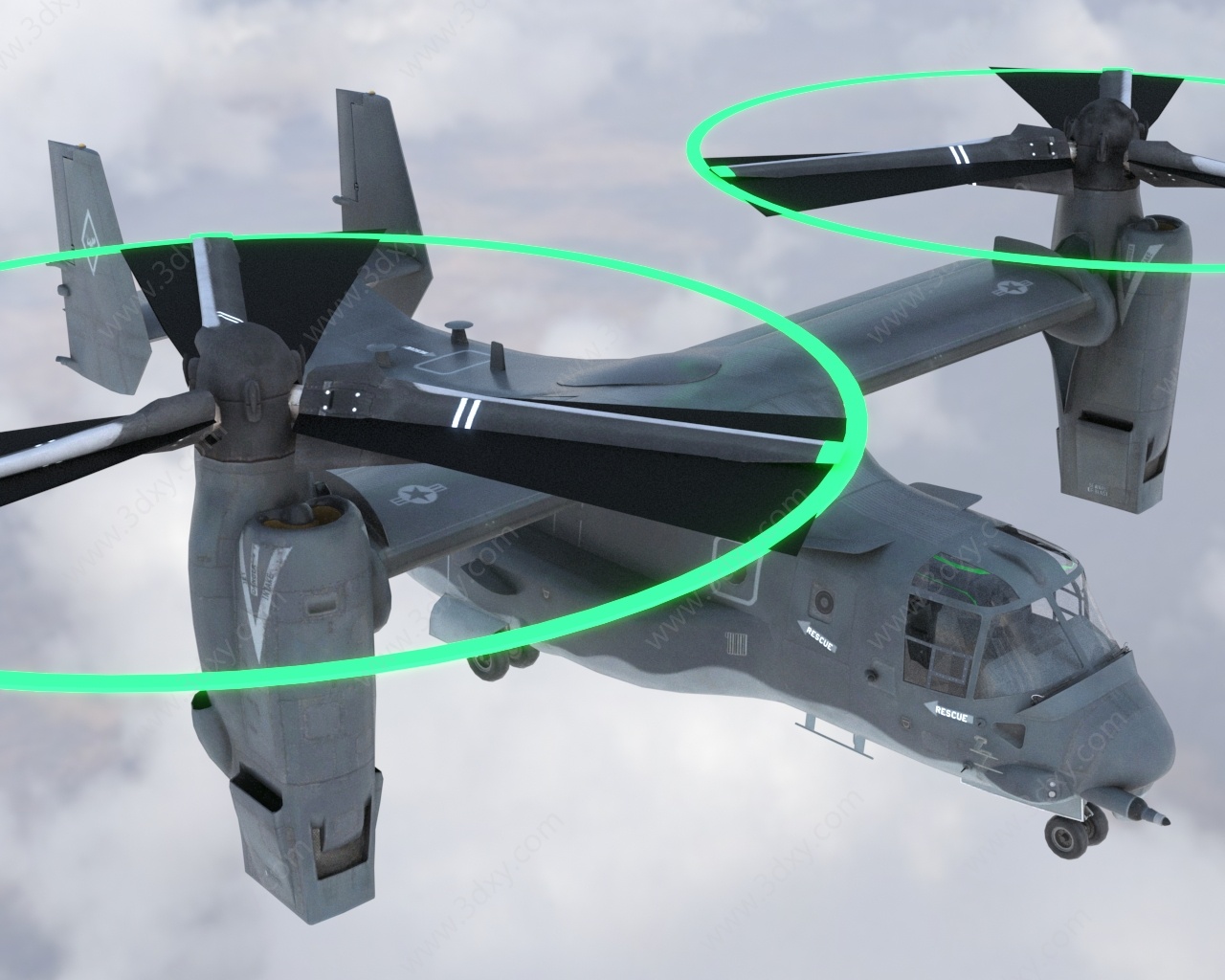 倾转旋翼机鱼鹰特种直升机3D模型