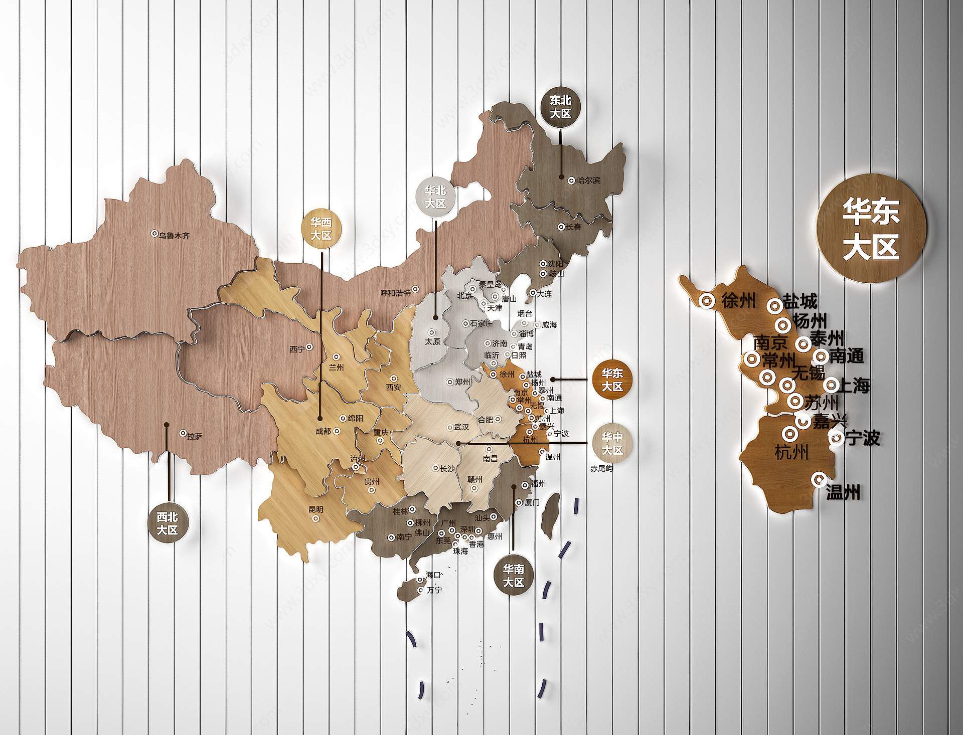 墙饰中国地图3D模型
