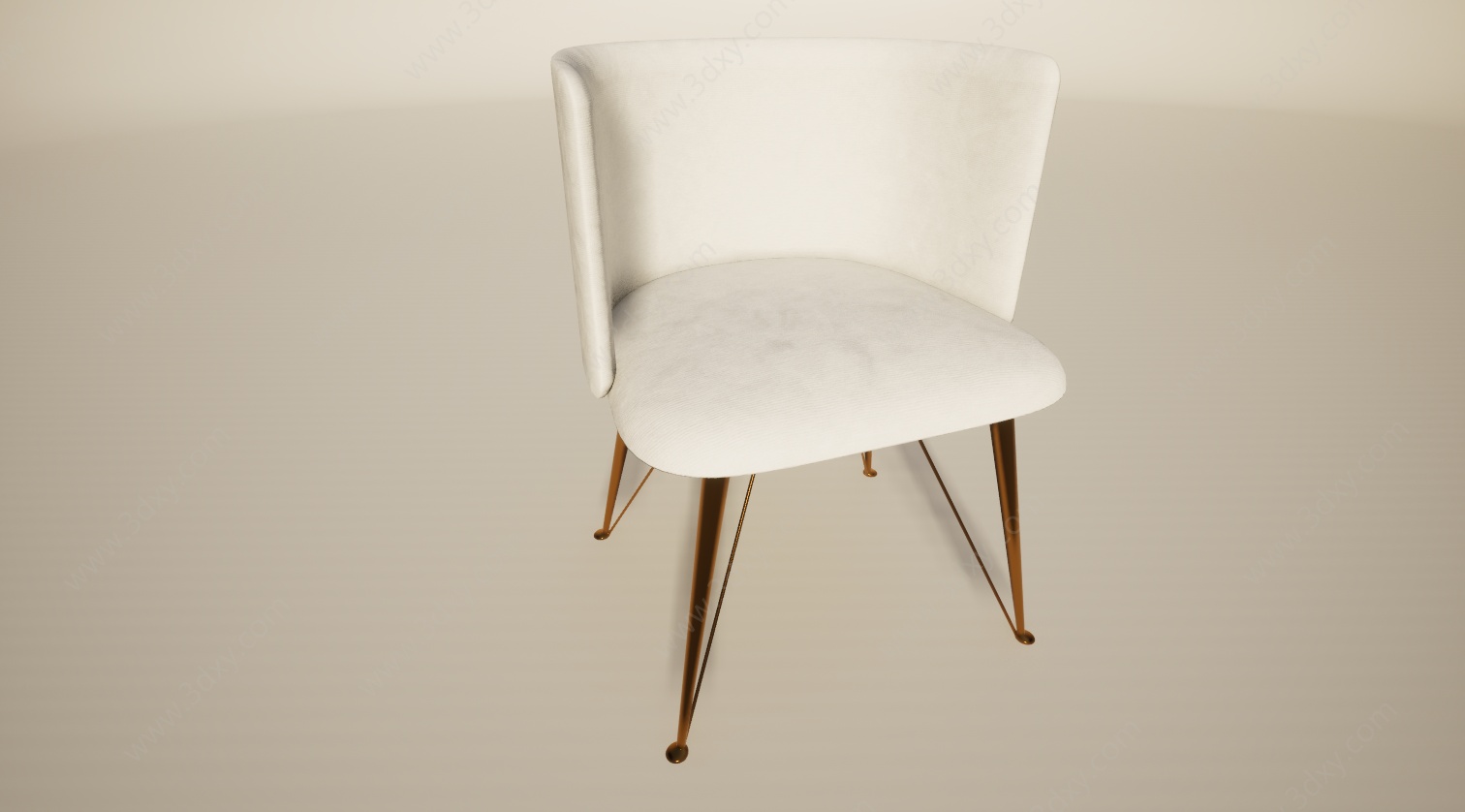 意式极简白色餐椅3D模型