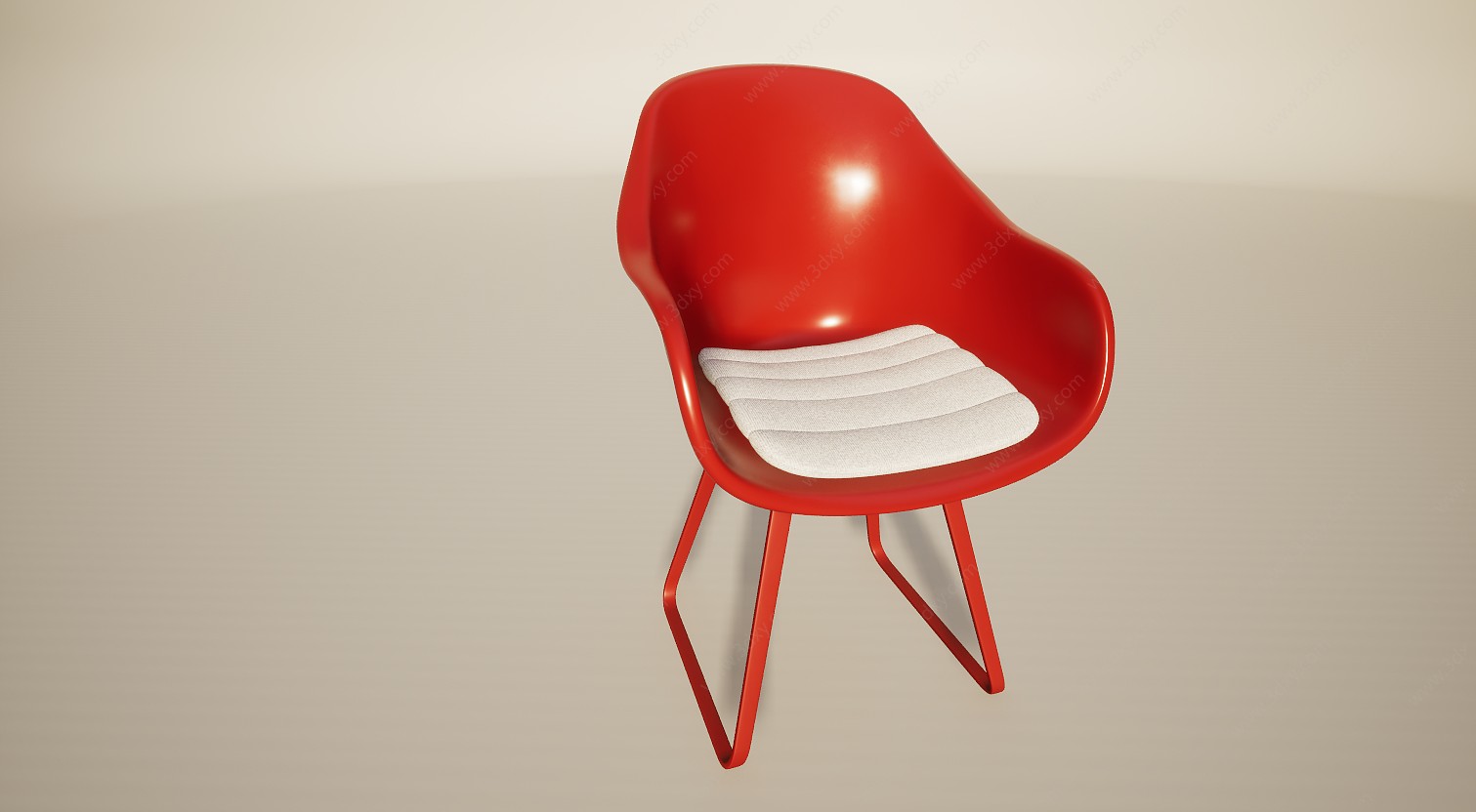 红色艺术创意餐椅3D模型