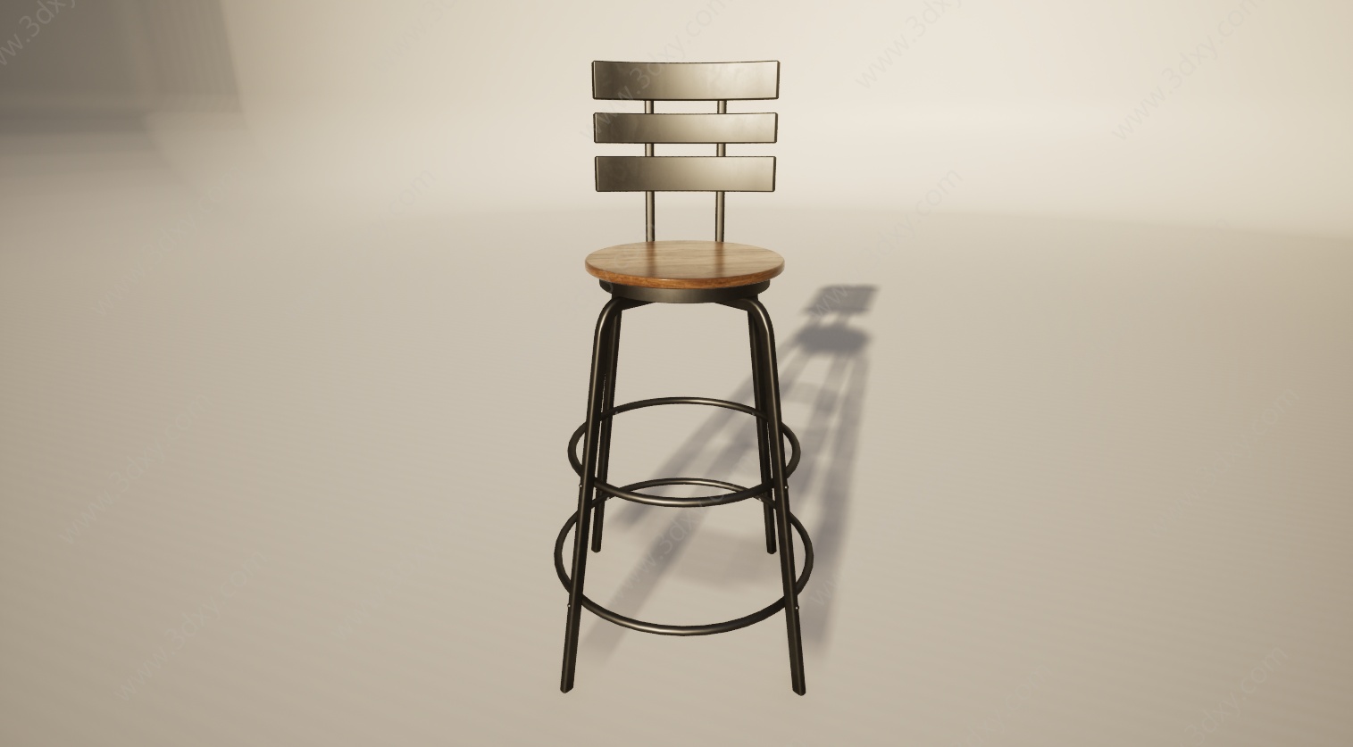 铁艺工业风吧台餐椅3D模型