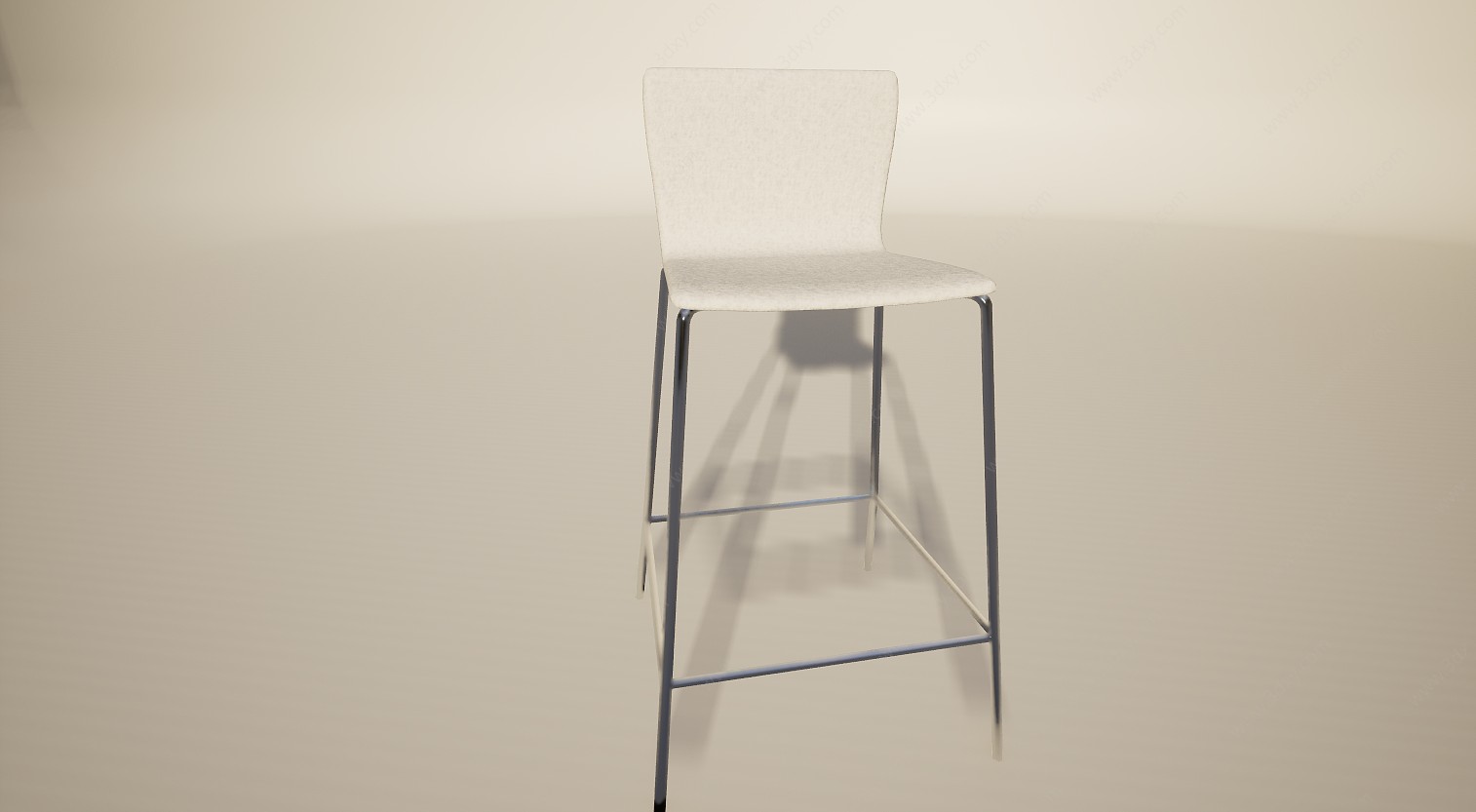 白色简约吧台餐椅3D模型