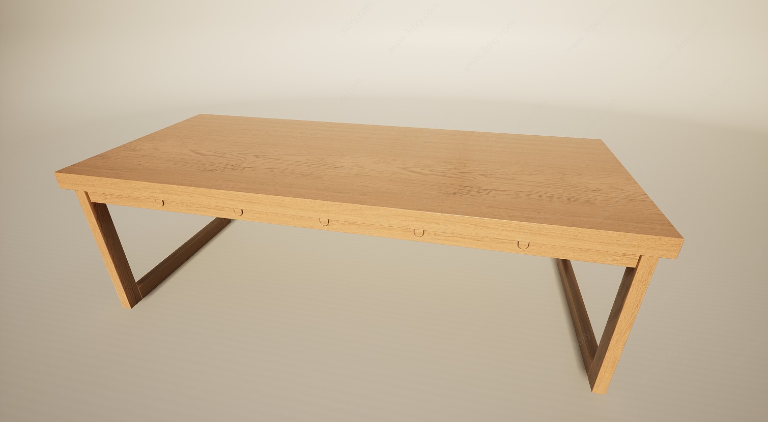 简约实木方桌餐桌3D模型
