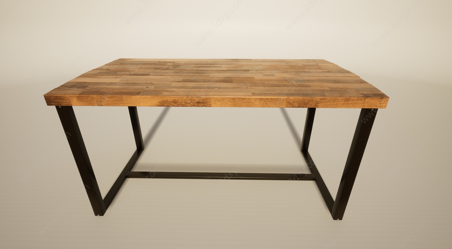 简易铁艺方桌办公桌3D模型