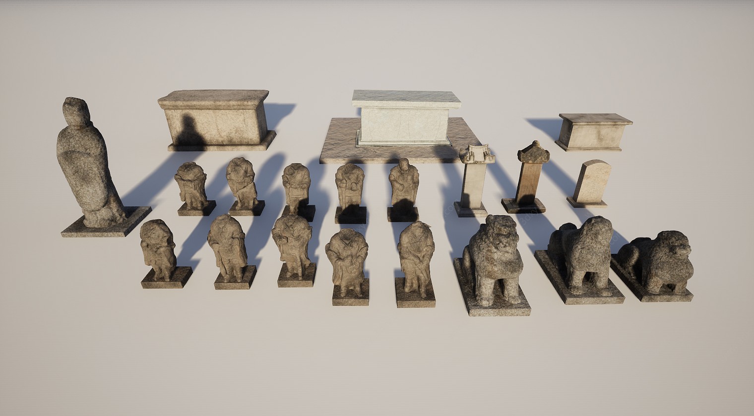 雕塑石雕墓碑组合3D模型