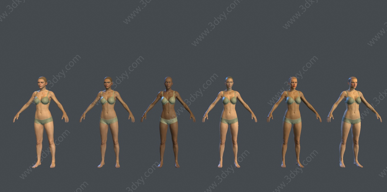游戏写实角色女裸模3D模型