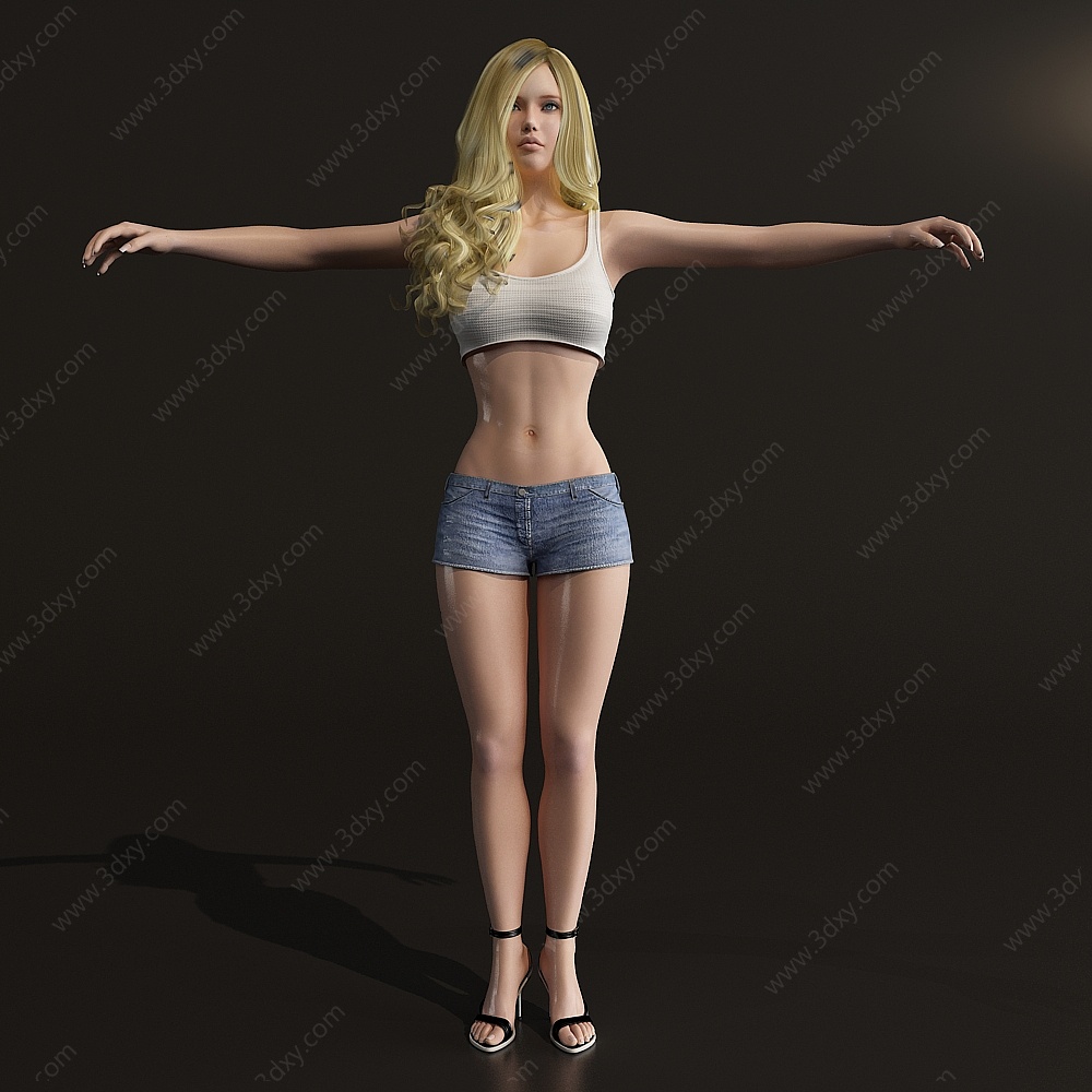 人物欧洲金发美女3D模型