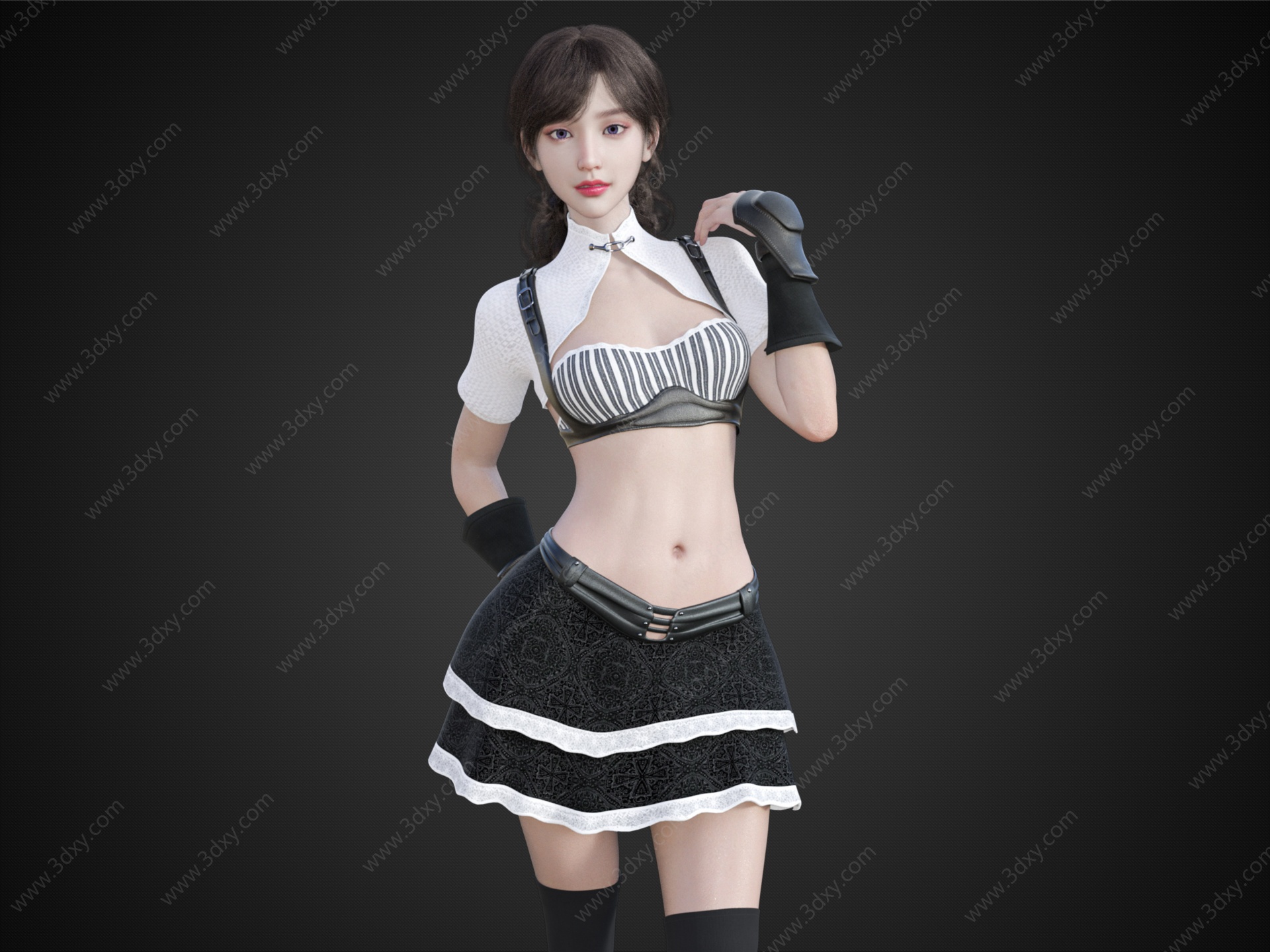 制服女仆装可爱女孩短裙3D模型