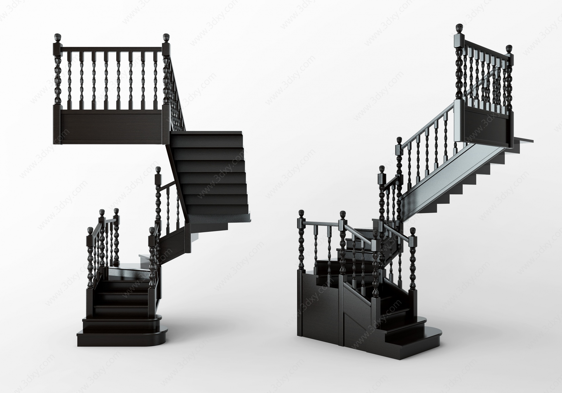 实木楼梯木质楼梯3D模型