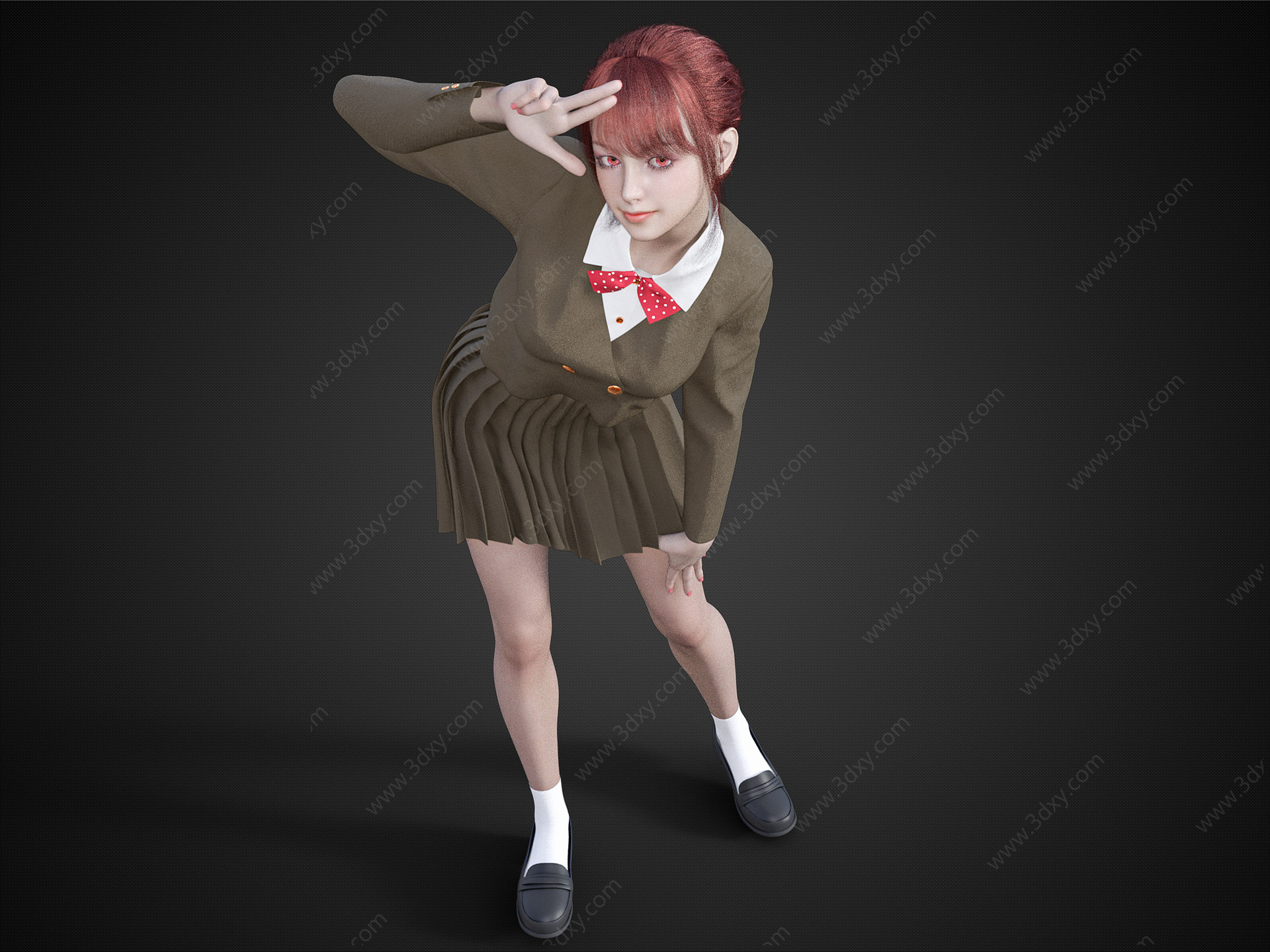 校服女生可爱女孩短裙女孩3D模型