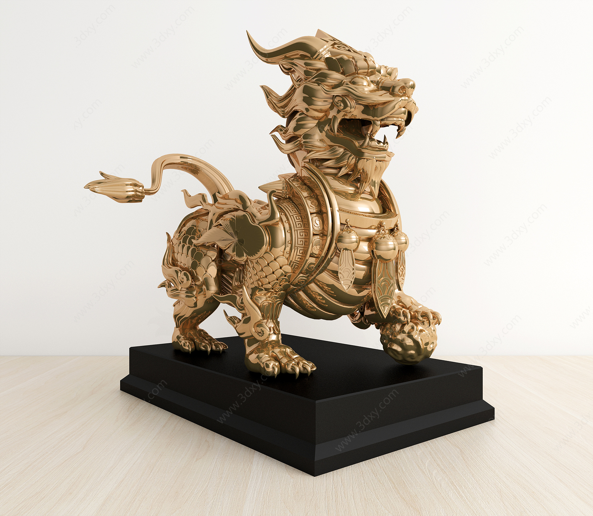 中式麒麟雕塑3D模型
