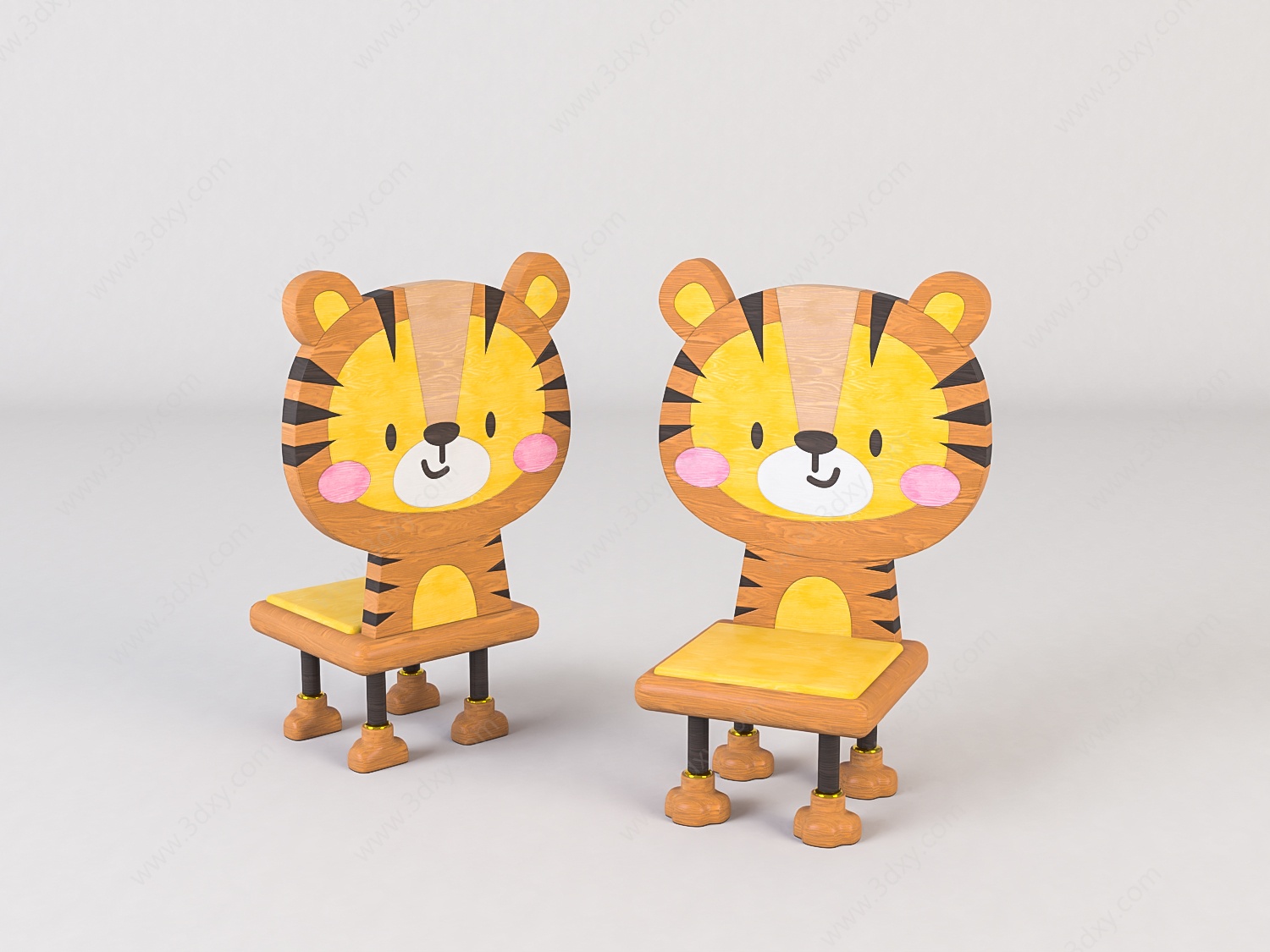 卡通儿童动物座椅板凳3D模型
