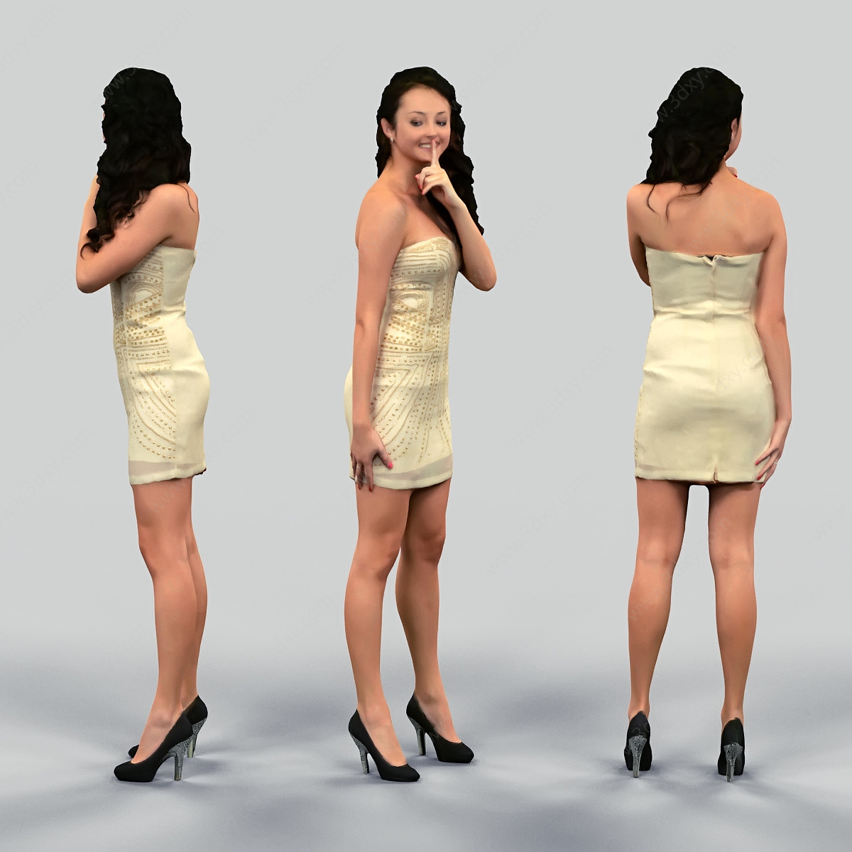 包臀裙美女3D模型
