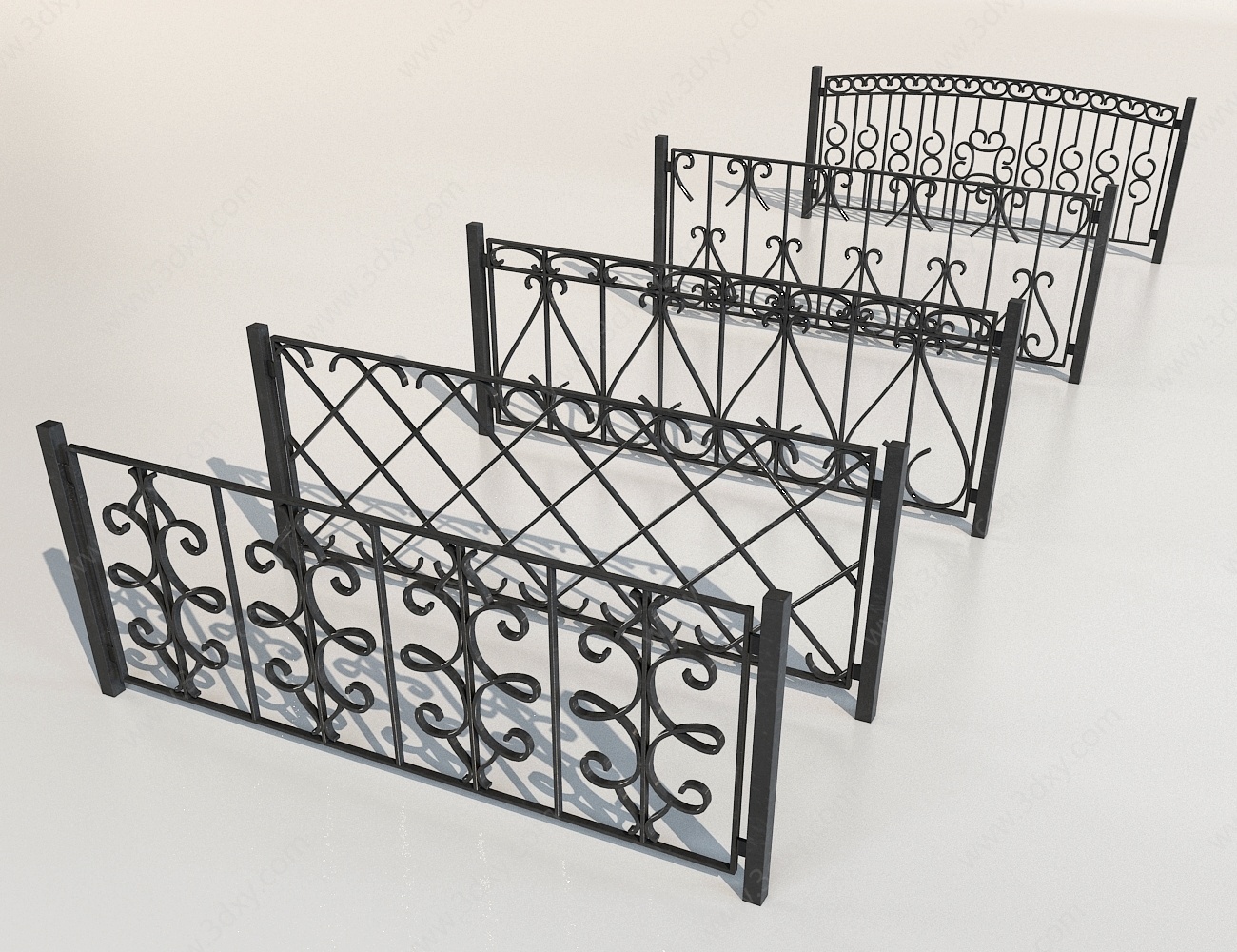 北欧铁艺栏杆3D模型