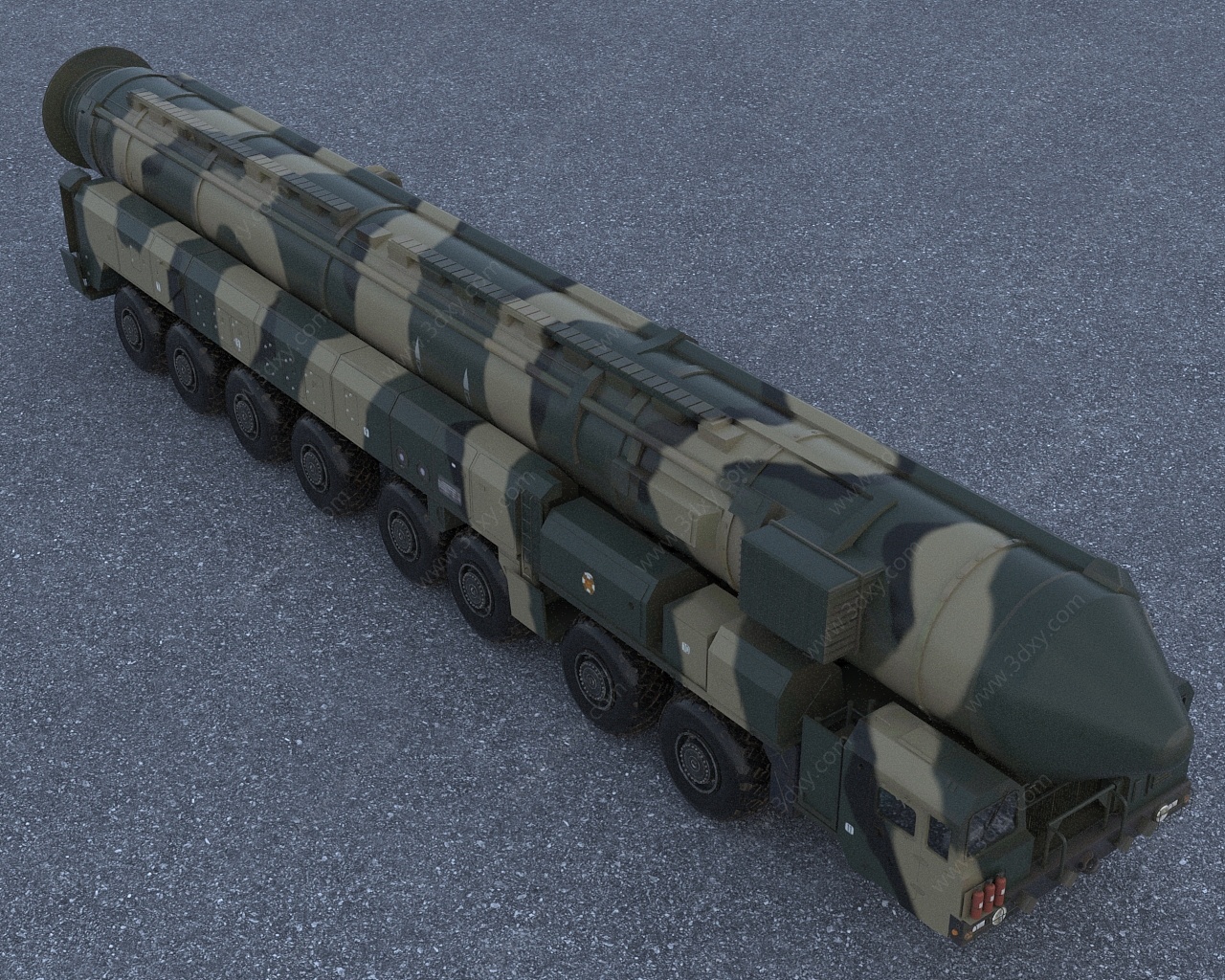 军事装备洲际导弹车发射车3D模型