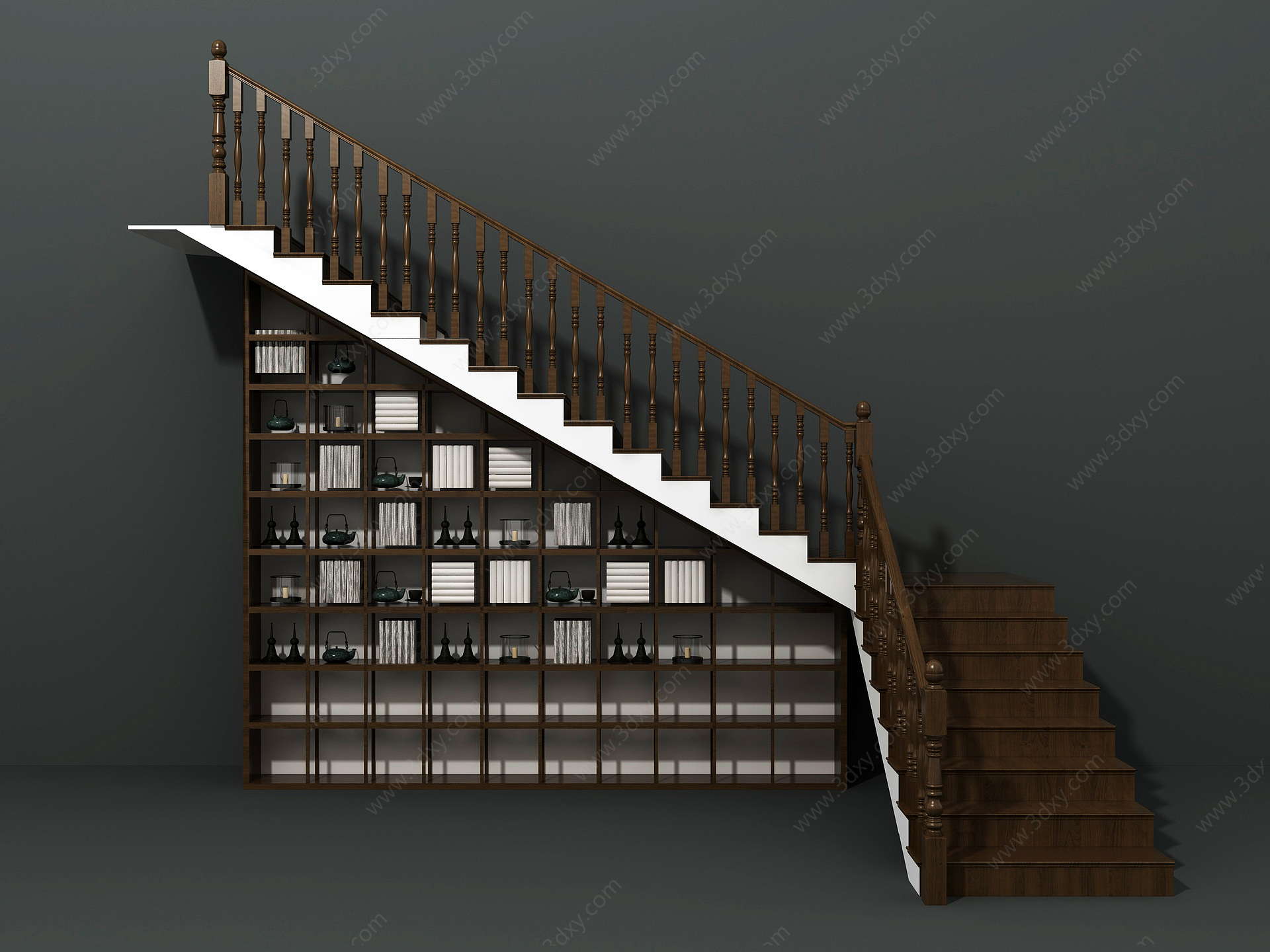 简欧楼梯储物架组合3D模型