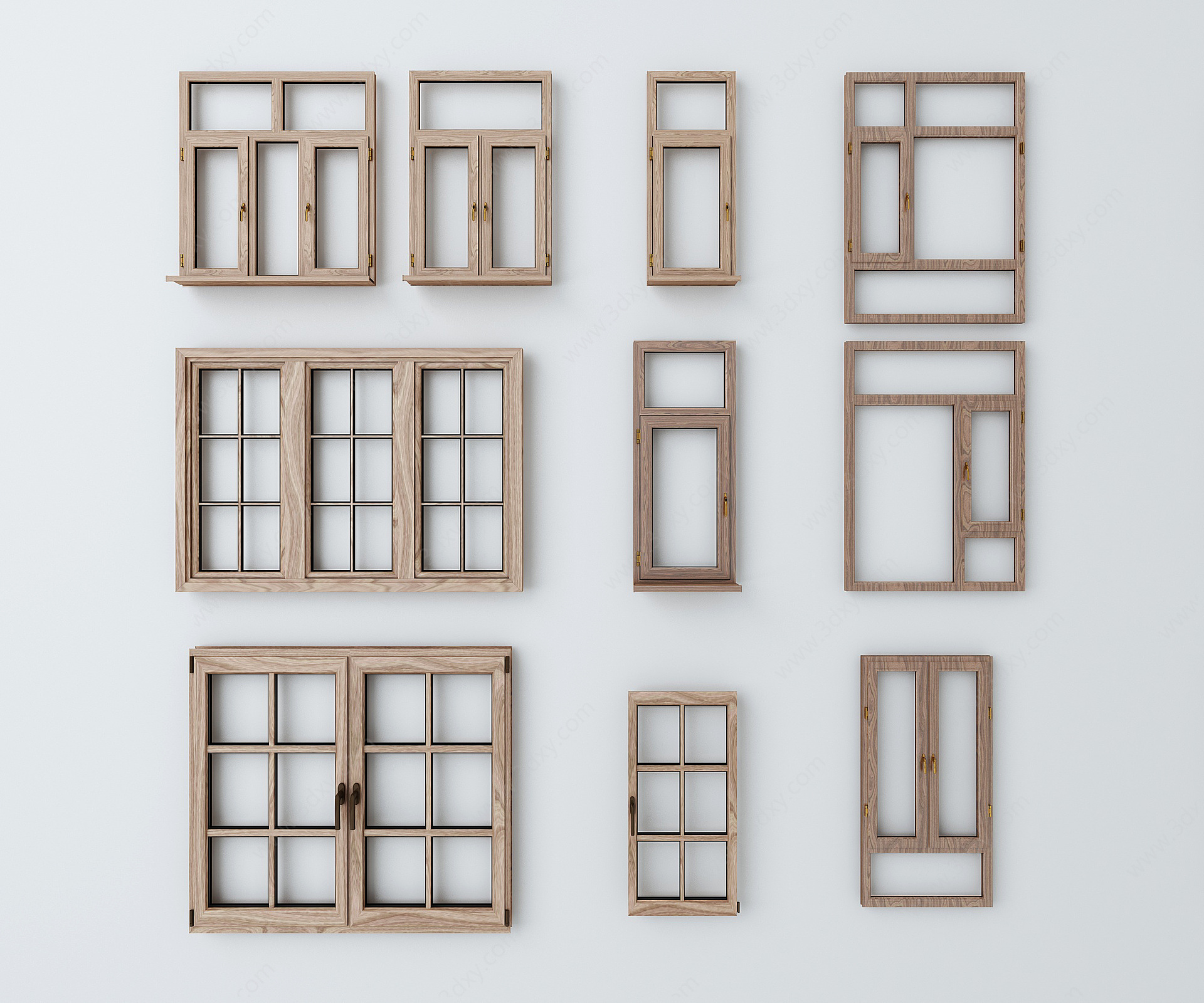 现代窗户组合断桥铝窗户3D模型