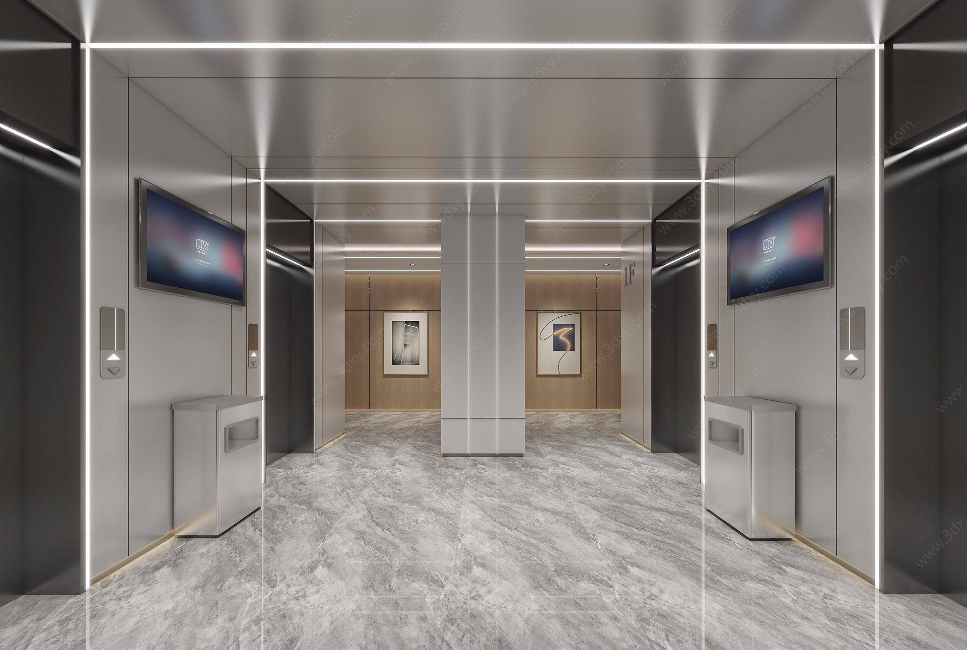 酒店办公楼电梯厅电梯间3D模型
