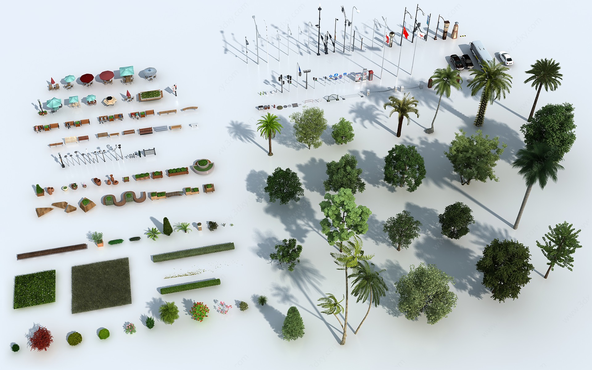 户外景观绿植组合3D模型